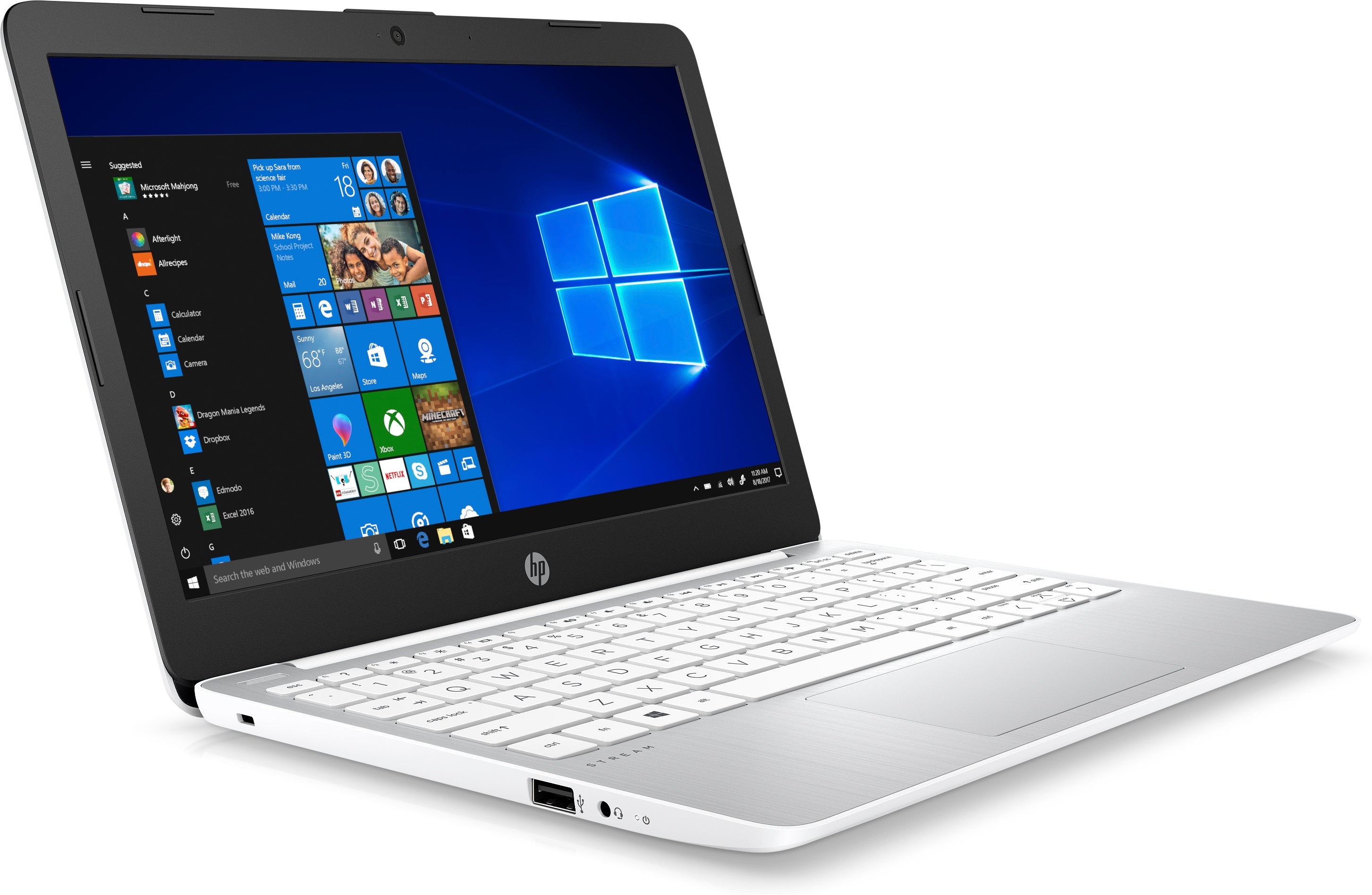 HP Stream 11-ak1020nr 11.6" HD (Non-Touch) Notebook, Intel Atom x5-E8000, 1.04GHz, 4GB RAM, 32GB eMMC, Windows 10 Home in S mode - 6QX58UA#ABA