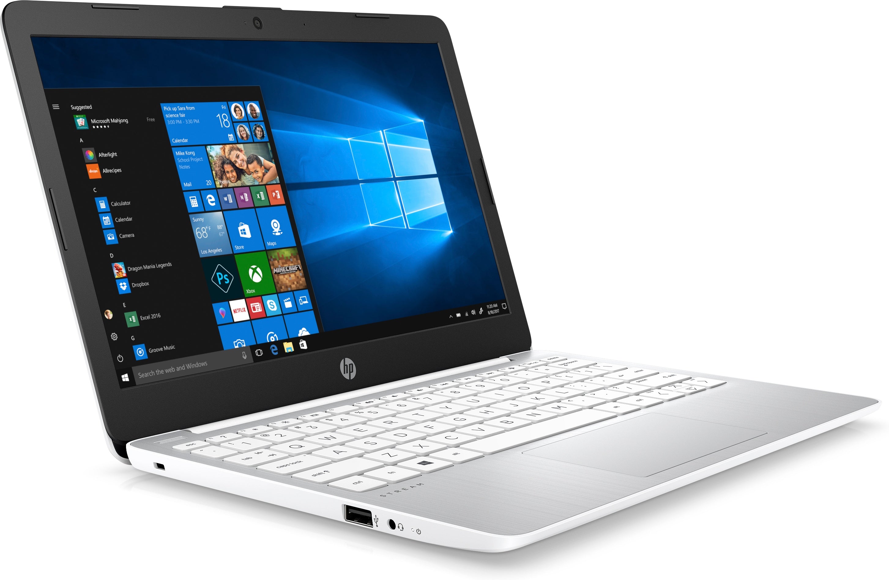 HP Stream 11-ak1020nr 11.6" HD (Non-Touch) Notebook, Intel Atom x5-E8000, 1.04GHz, 4GB RAM, 32GB eMMC, Windows 10 Home in S mode - 6QX58UA#ABA
