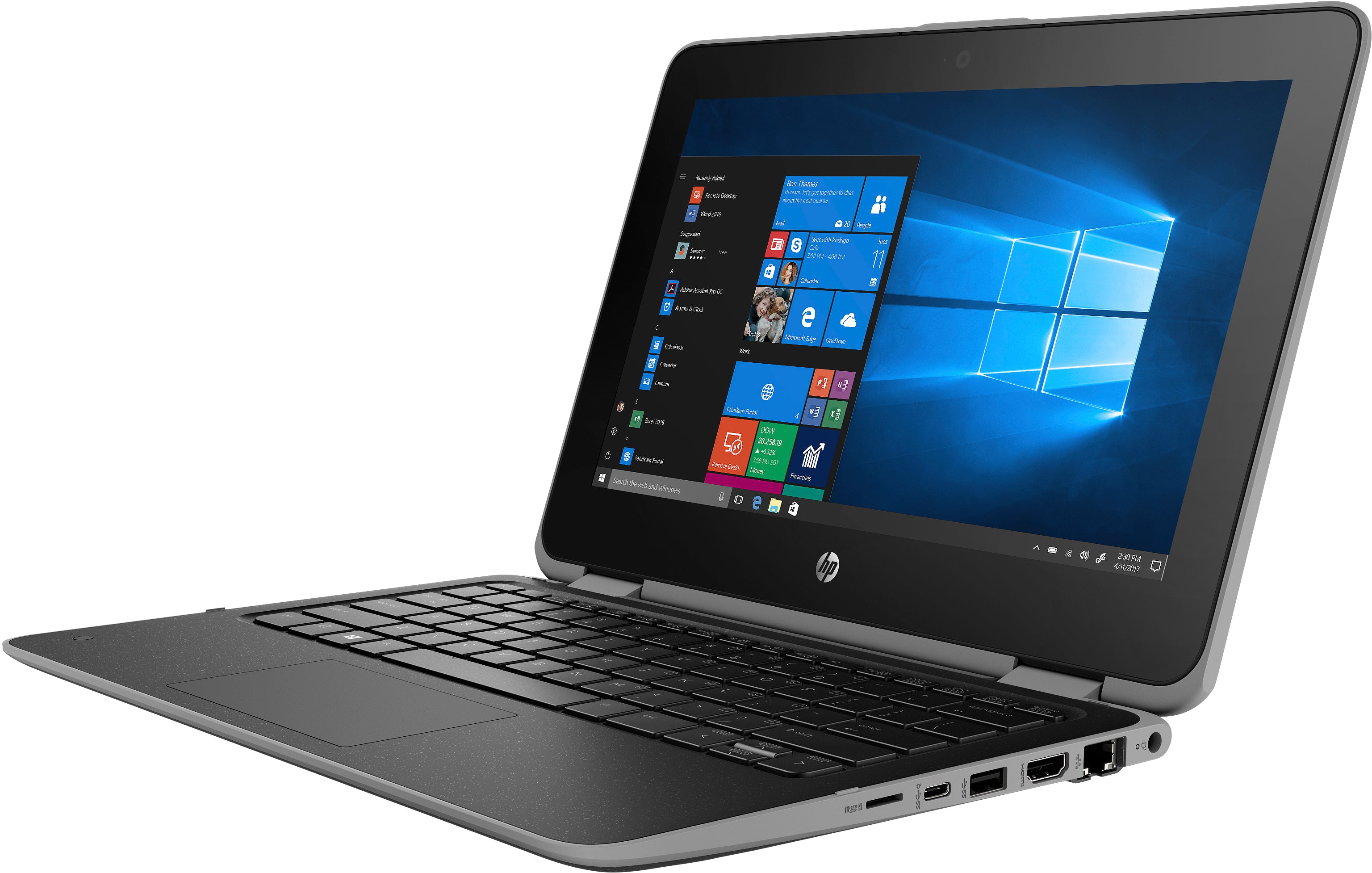 HP ProBook x360 11 G4 11.6" HD (Touch) Convertible Notebook, Intel i5-8200Y, 1.30GHz, 8GB RAM, 256GB SSD, Win10H - 6SM34UT#ABA