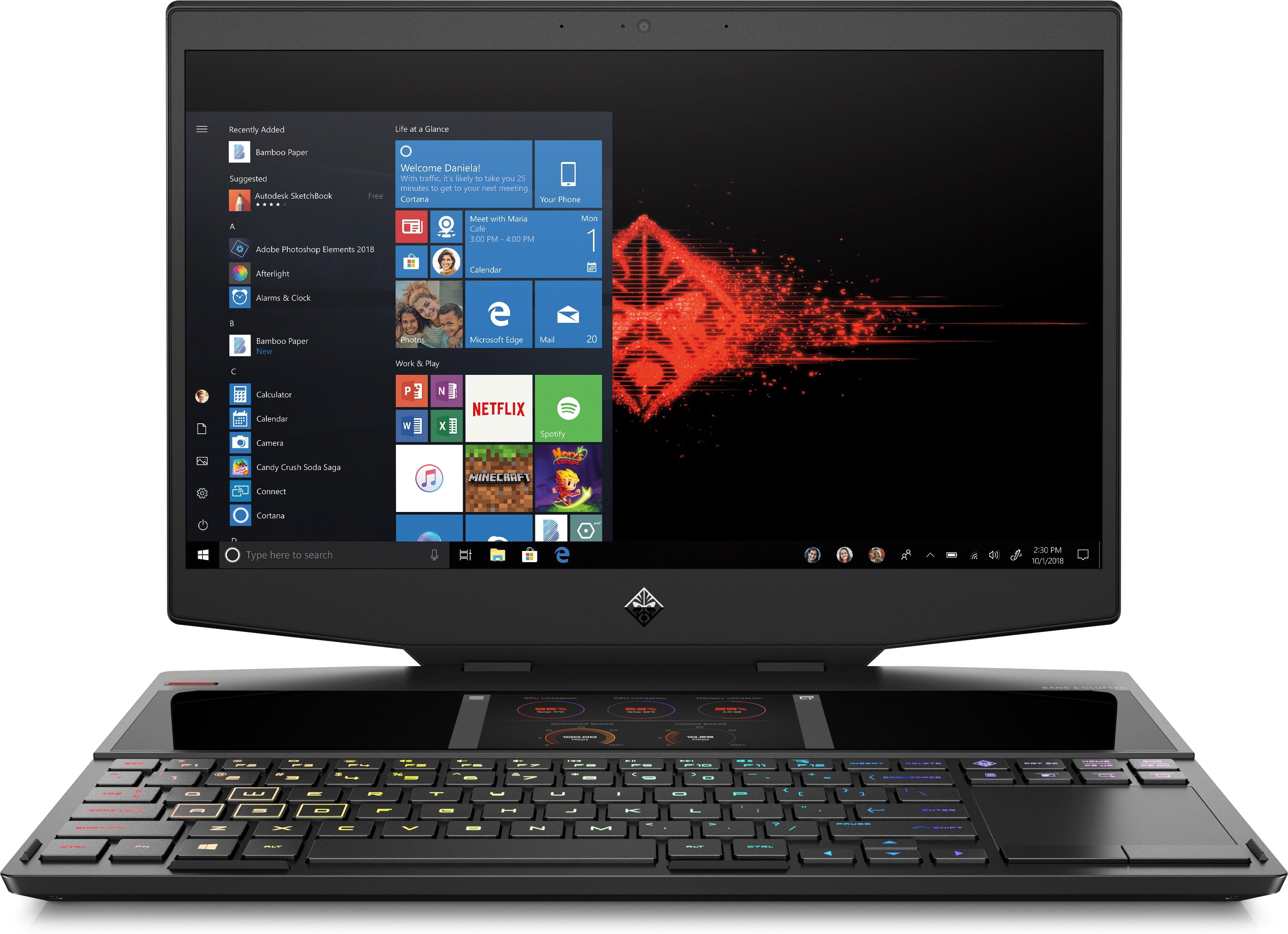 HP OMEN X 2S 15-dg0010nr 15.6" Full HD (Non-Touch) Dual-screen Gaming Notebook, Intel:i7-9750H, 2.60GHz, 16GB RAM, 512GB SSD, Windows 10 Home 64-Bit - 6UA82UA#ABA
