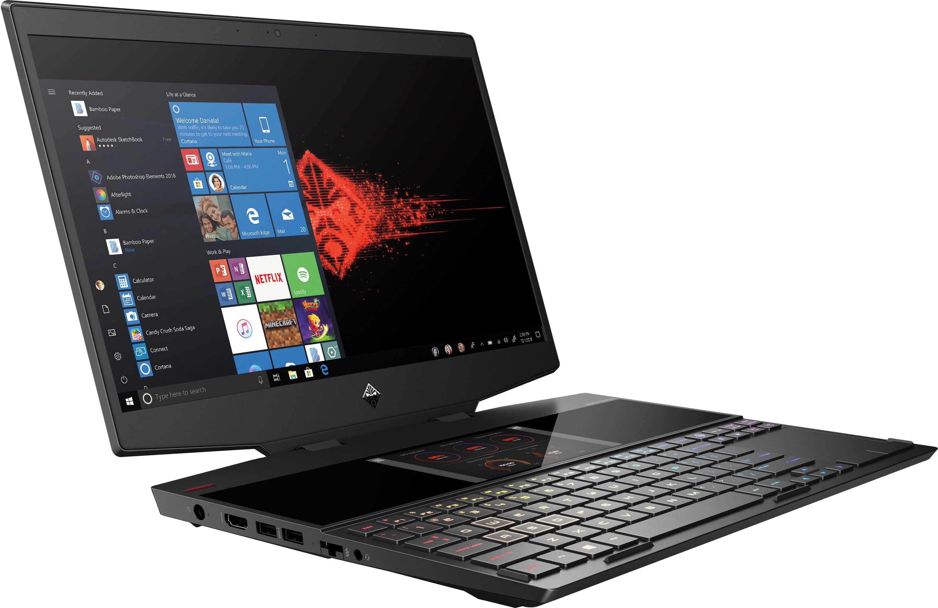 HP OMEN X 2S 15-dg0020nr 15.6" 4K Ultra HD (Non-Touch) Dual-screen Gaming Notebook, Intel Core i7-9750H, 2.60GHz, 16GB RAM, 1TB SSD, Windows 10 Home 64-Bit - 6UA83UA#ABA
