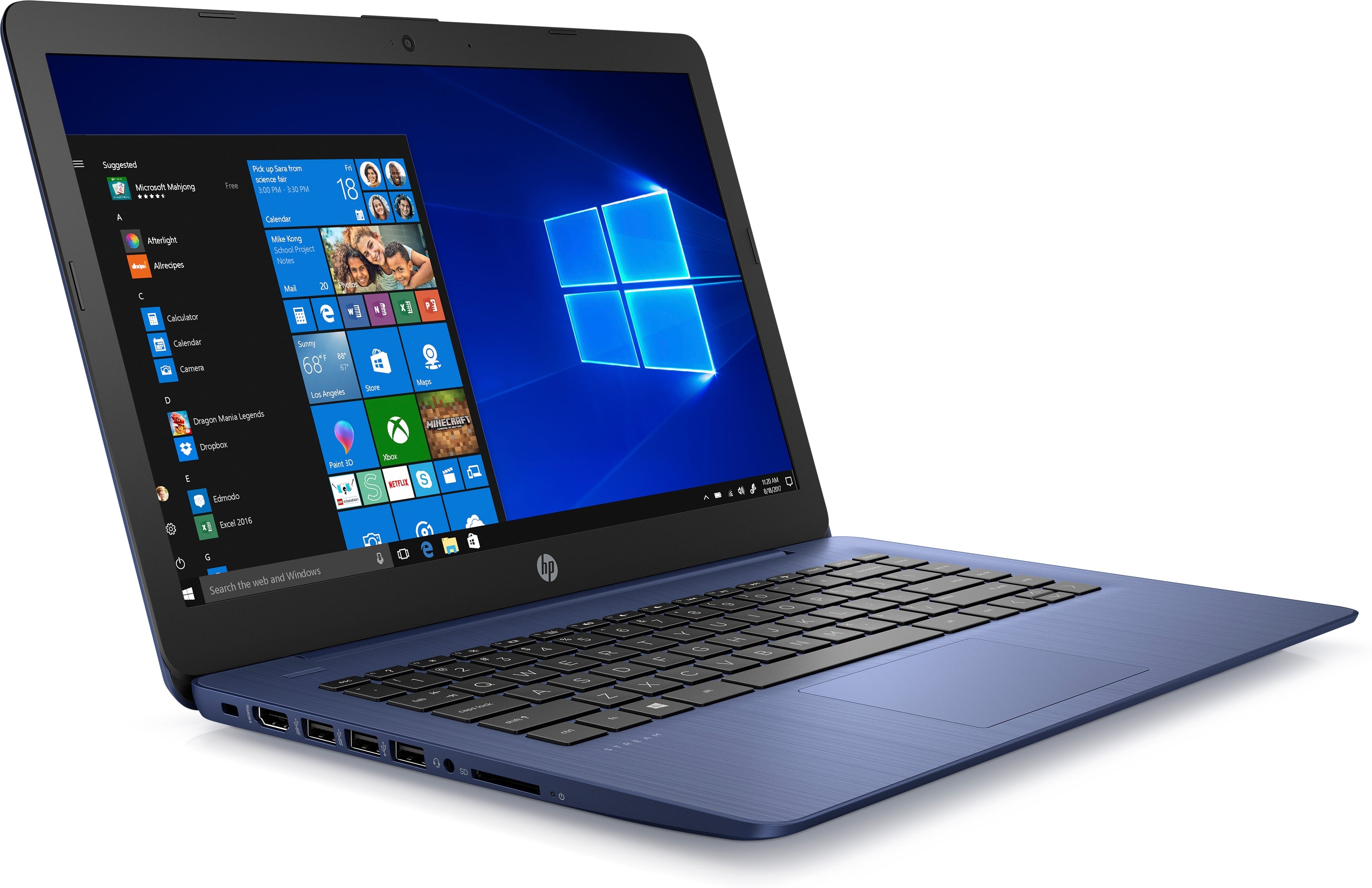 HP Stream 14-ds0090nr 14" HD (Touchscreen) Notebook, AMD A4-9120e, 1.50GHz, 4GB RAM, 64GB eMMC, Windows 10 Home in S mode - 6ZB78UA#ABA