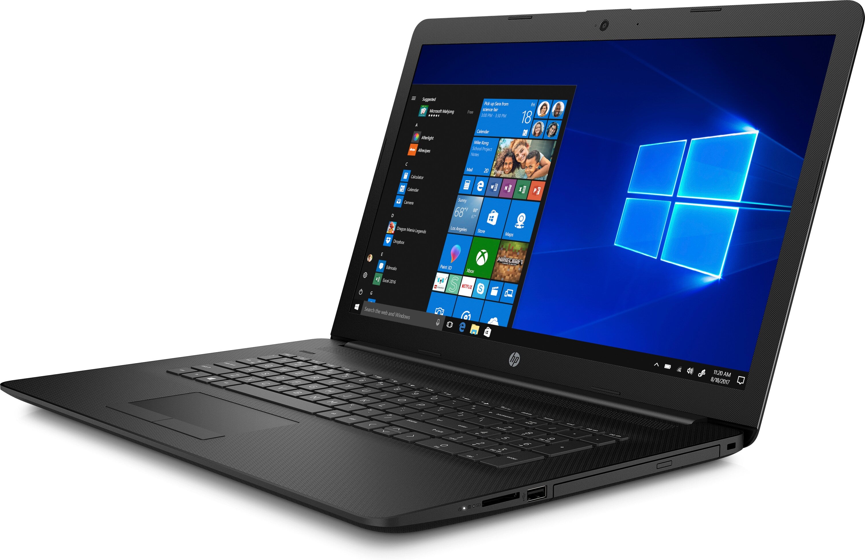 HP 17-ca1061nr 17.3" HD+ (Non-Touch) Notebook, AMD Ryzen 5 3500U, 2.10GHz, 12GB RAM, 256GB SSD, Windows 10 Home 64-Bit - 7HW87UA#ABA (Certified Refurbished)