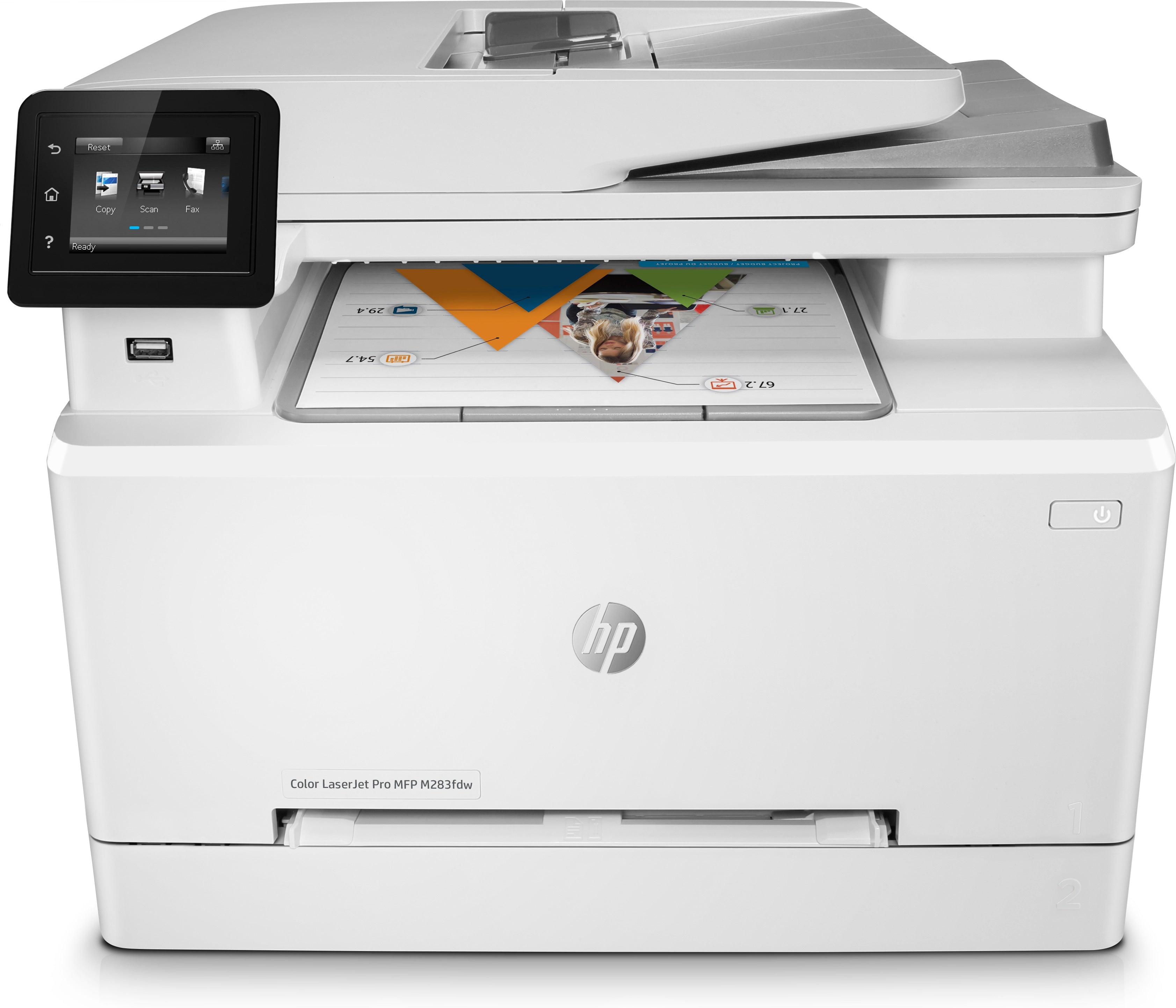 HP Color LaserJet Pro M283fdw Multifunction Laser Printer, 22/22 ppm, 256MB, Ethernet, USB, WiFi - 7KW75A#BGJ