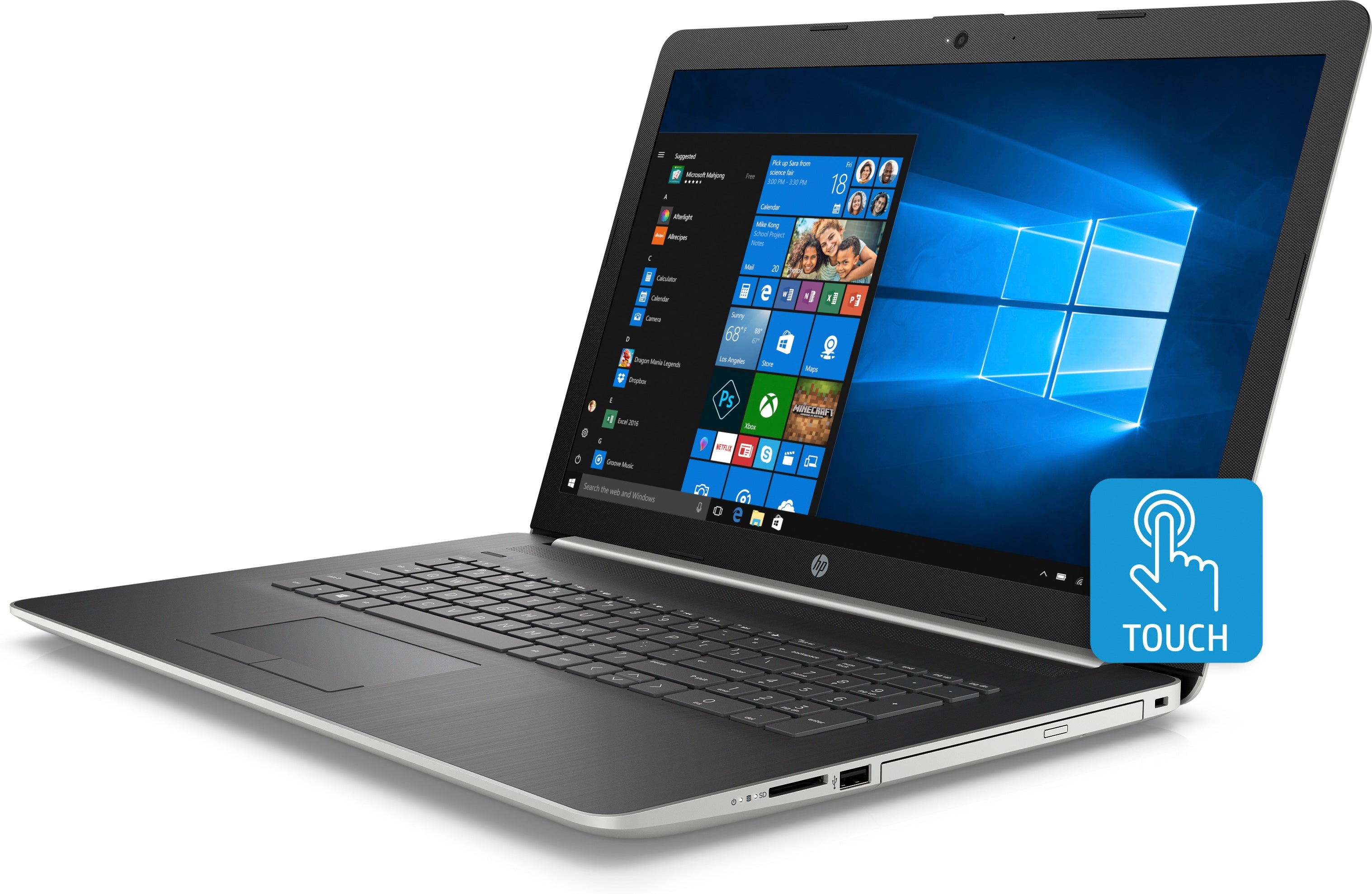 HP 17-by1953cl 17.3" HD+ (Touchscreen) Notebook, Intel Core i5-8265U, 1.60GHz, 8GB RAM, 256GB SSD, Windows 10 Home 64-Bit - 7NM99UA#ABA (Certified Refurbished)