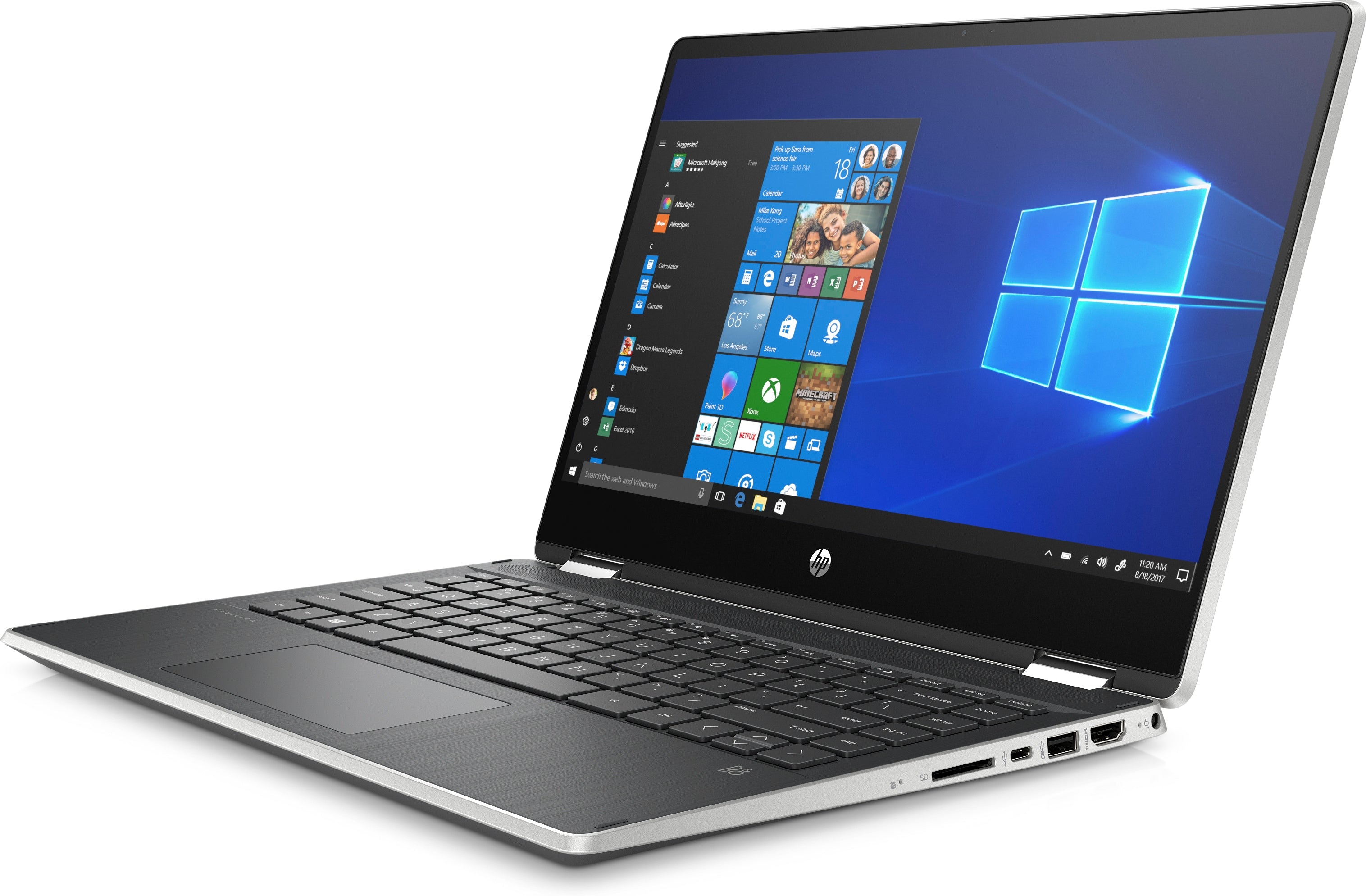 HP Pavilion x360 14m-dh1001dx 14" HD (Touchscreen) Convertible Notebook, Intel Core i3-10110U, 2.10GHz, 8GB RAM, 128GB SSD, Windows 10 Home in S Mode - 7UQ84UA#ABA (Certified Refurbished)