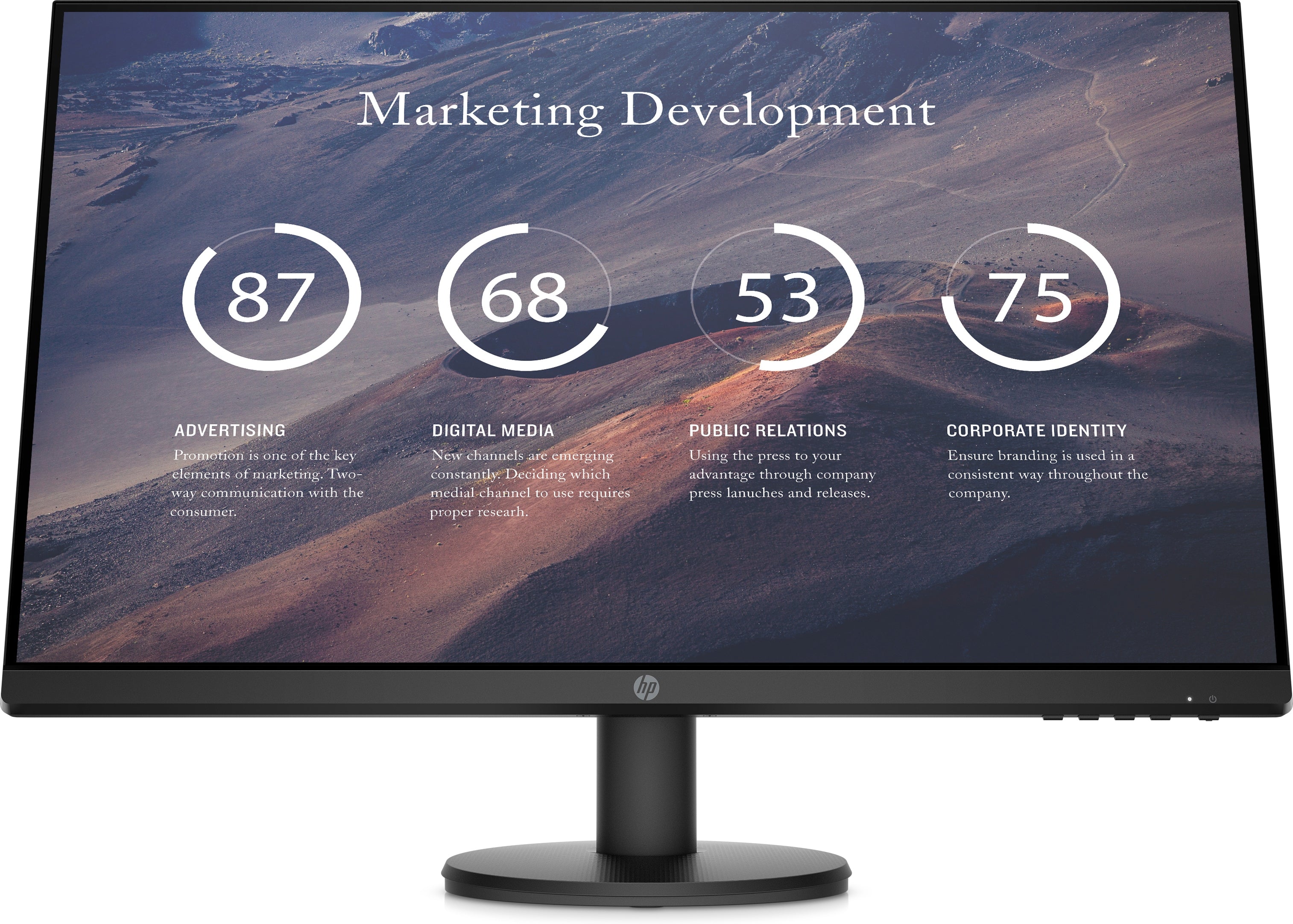 HP P27v G4 27" FHD LCD Monitor, 16:9, 5MS, 1000:1-Contrast - 9TT20A6#ABA