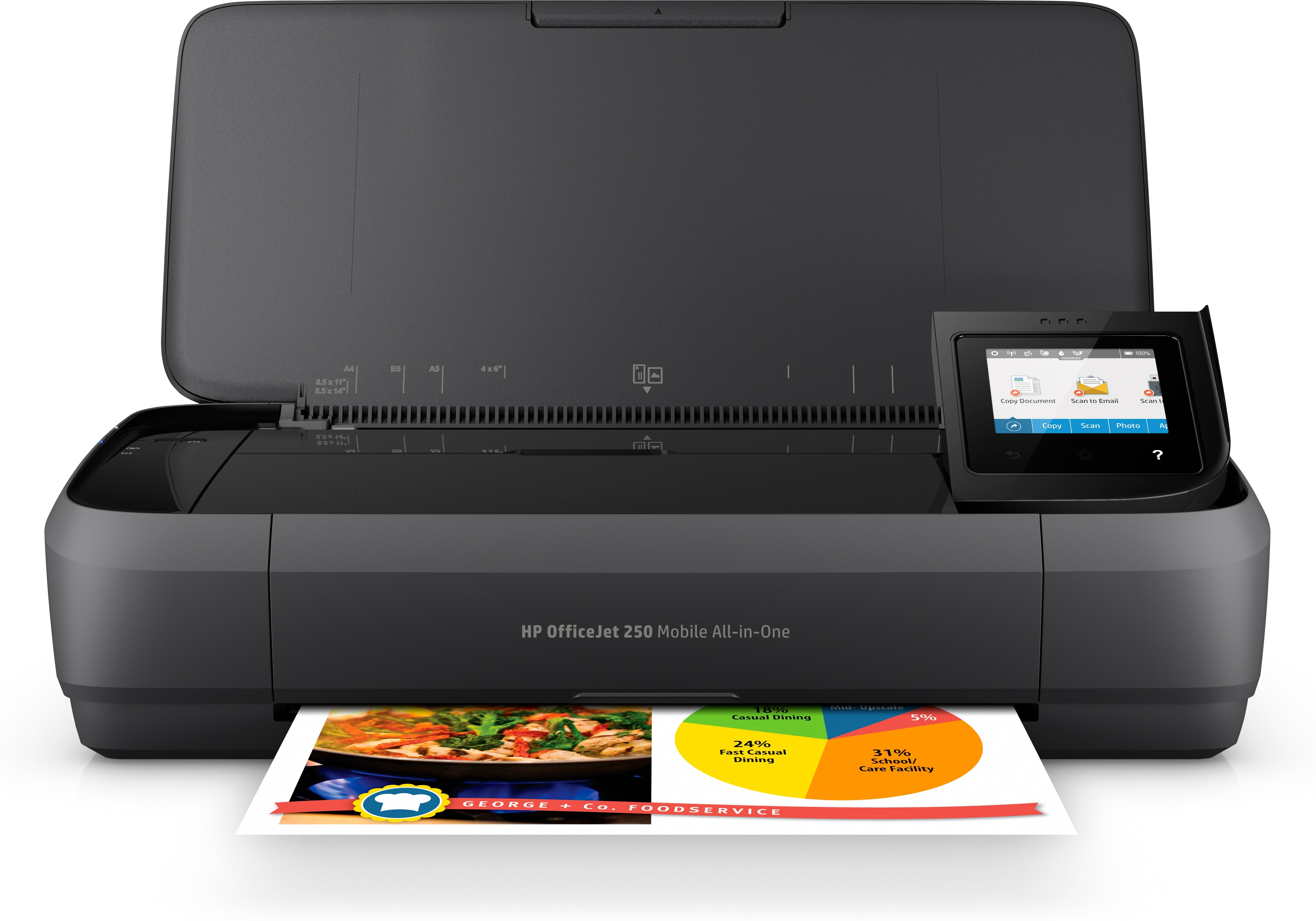 HP OfficeJet 250 Mobile All-in-One Printer, 7/10 ppm, 256MB, USB, WiFi - CZ992A#B1H