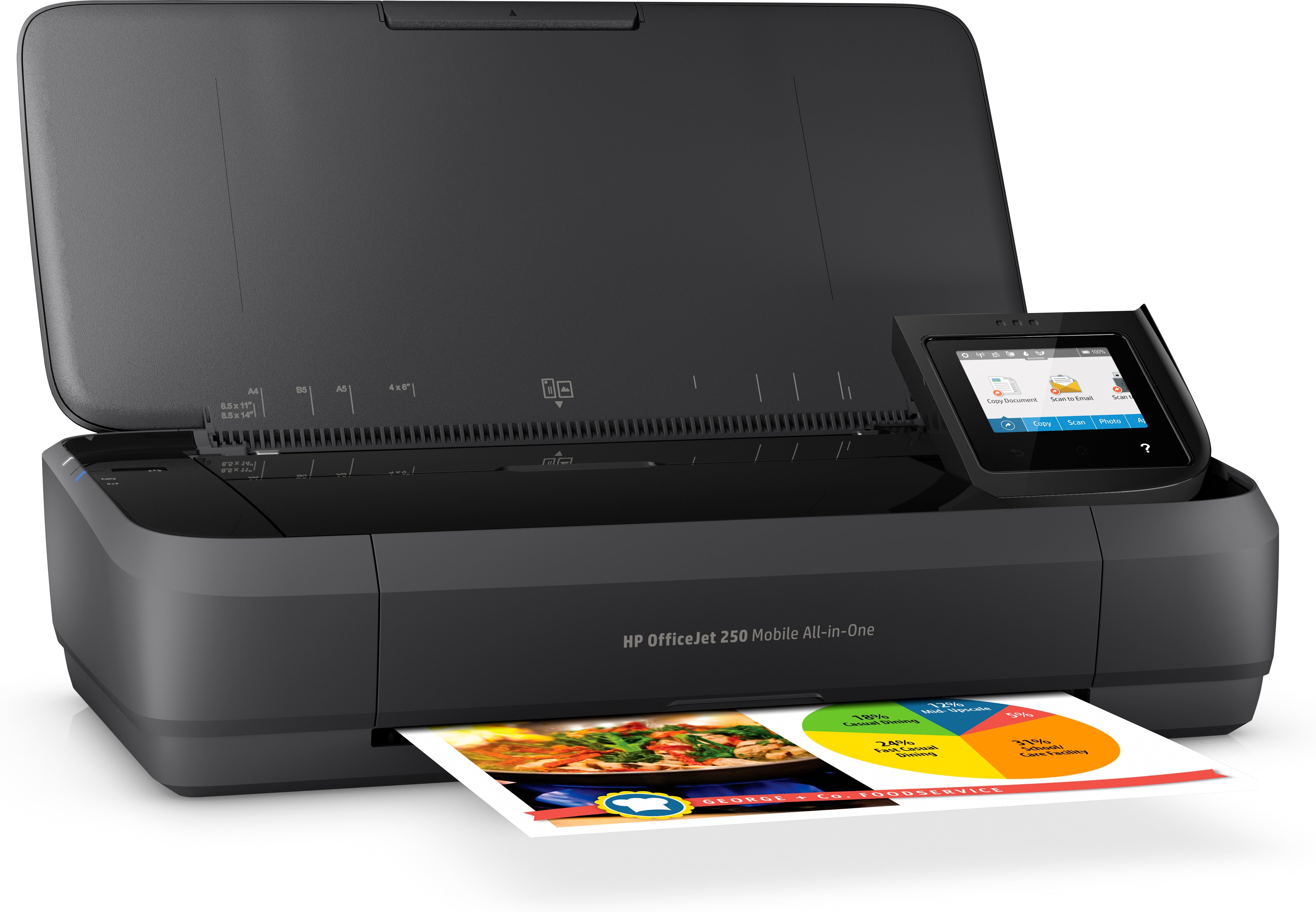 HP OfficeJet 250 Mobile All-in-One Printer, 7/10 ppm, 256MB, USB, WiFi - CZ992A#B1H