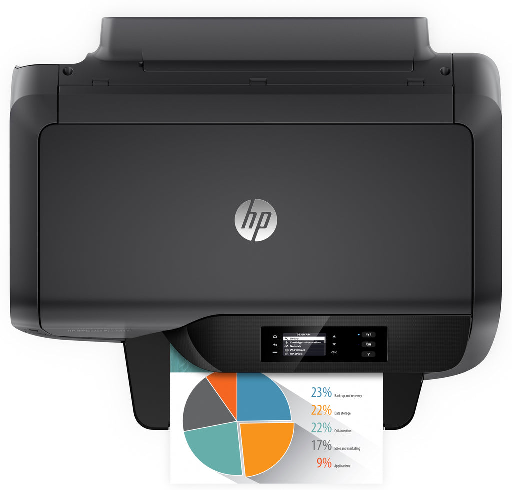 HP OfficeJet Pro 8210 Color Inkjet Printer, 22 ppm Black, 18 ppm Color, 2400 x 1200 dpi, 256 MB Memory, 250-sheet Input, WiFi, Ethernet, Hi-Speed USB 2.0 - D9L64A#B1H