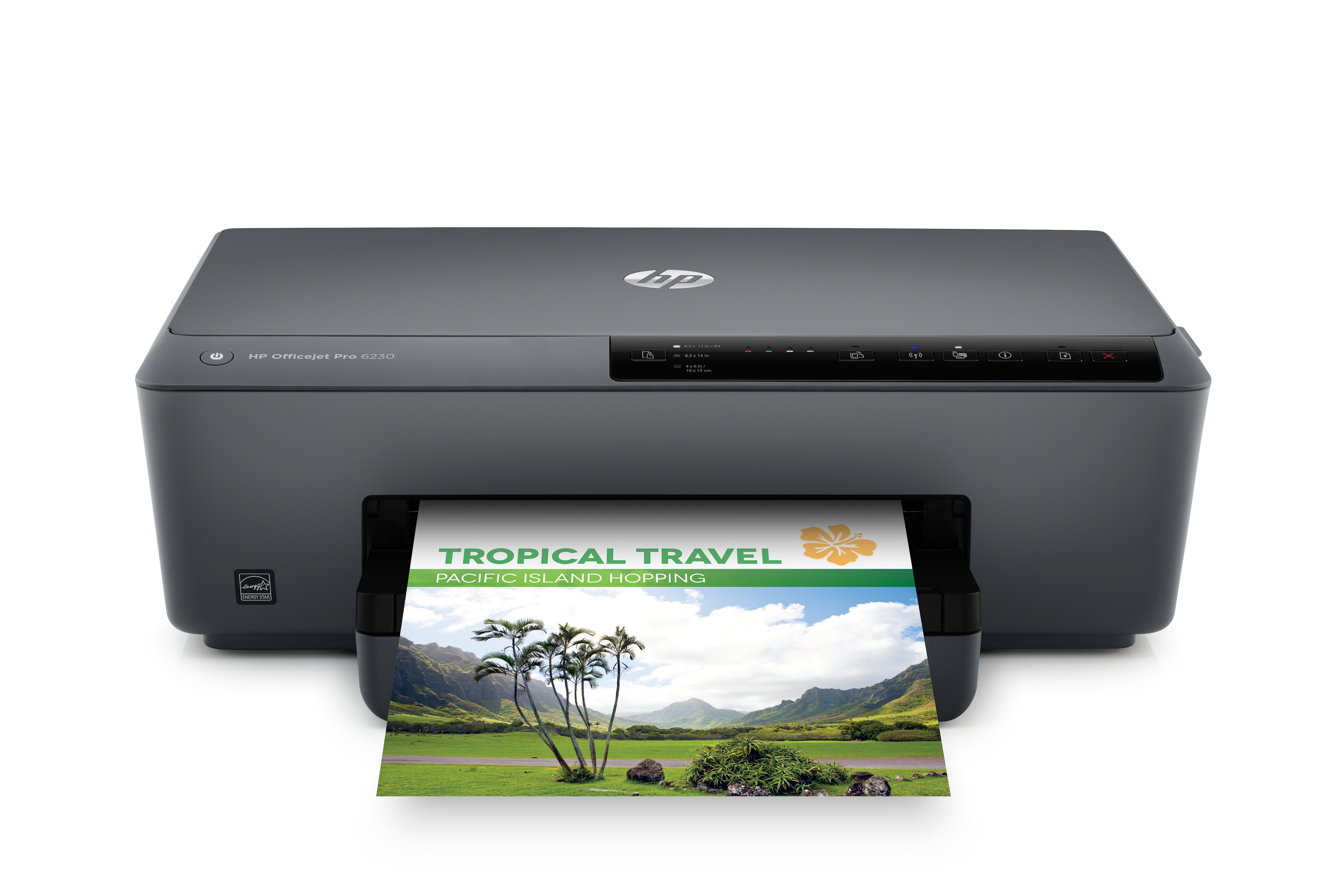 HP OfficeJet Pro 6230 Color Inkjet Printer, 18 ppm Black, 10 ppm Color, 600 x 1200 dpi, 256 MB Memory, 225-sheet Input, WiFi, Ethernet, USB 2.0 - E3E03A#B1H