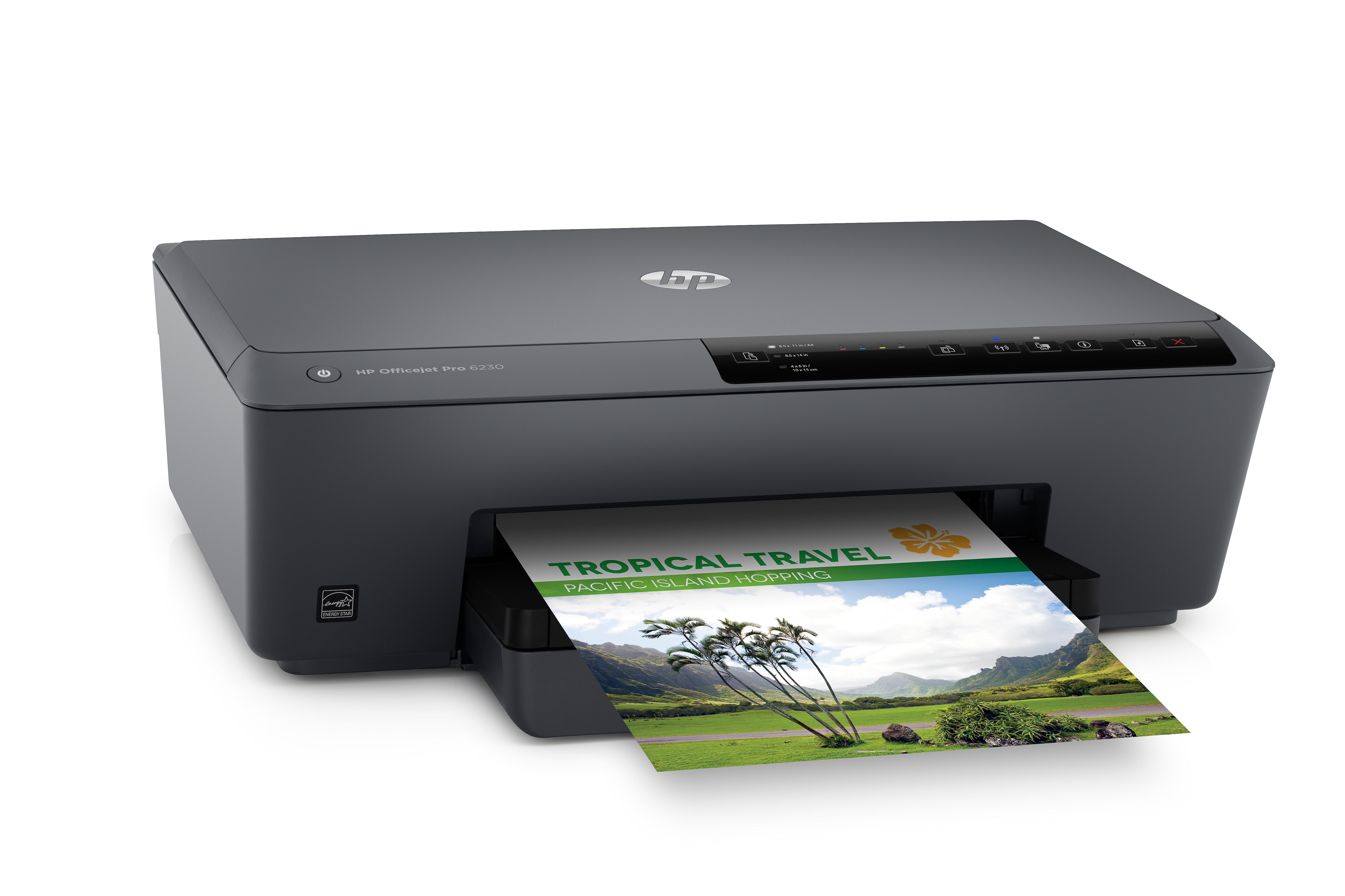 HP OfficeJet Pro 6230 Color Inkjet Printer, 18 ppm Black, 10 ppm Color, 600 x 1200 dpi, 256 MB Memory, 225-sheet Input, WiFi, Ethernet, USB 2.0 - E3E03A#B1H