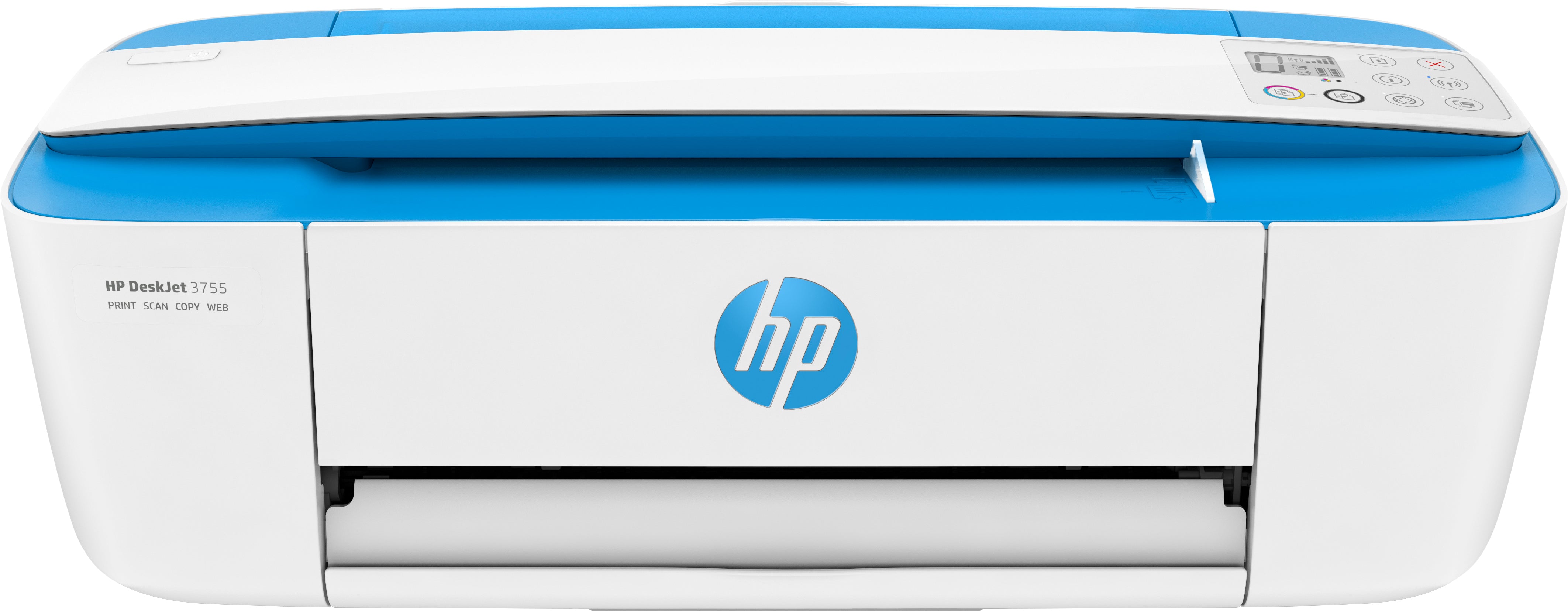 HP DeskJet 3755 All-in-One Color Inkjet Printer, 8 ppm Black, 5.5 ppm Color, 4800 x 1200 dpi, 64 MB Memory, WiFi, High-speed USB 2.0, Duplex Printing, Blue - J9V90A#B1H