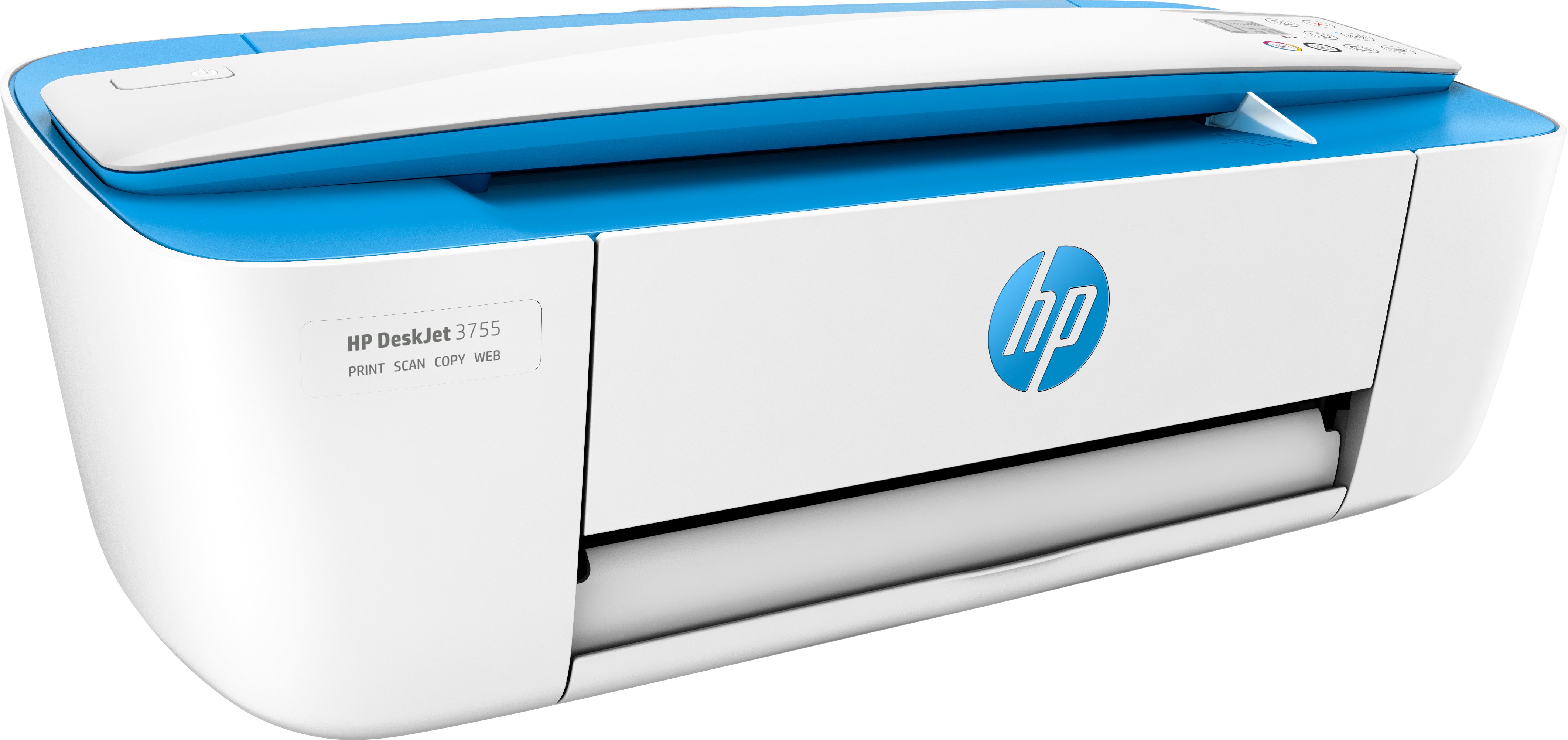 HP DeskJet 3755 All-in-One Color Inkjet Printer, 8 ppm Black, 5.5 ppm Color, 4800 x 1200 dpi, 64 MB Memory, WiFi, High-speed USB 2.0, Duplex Printing, Blue - J9V90A#B1H