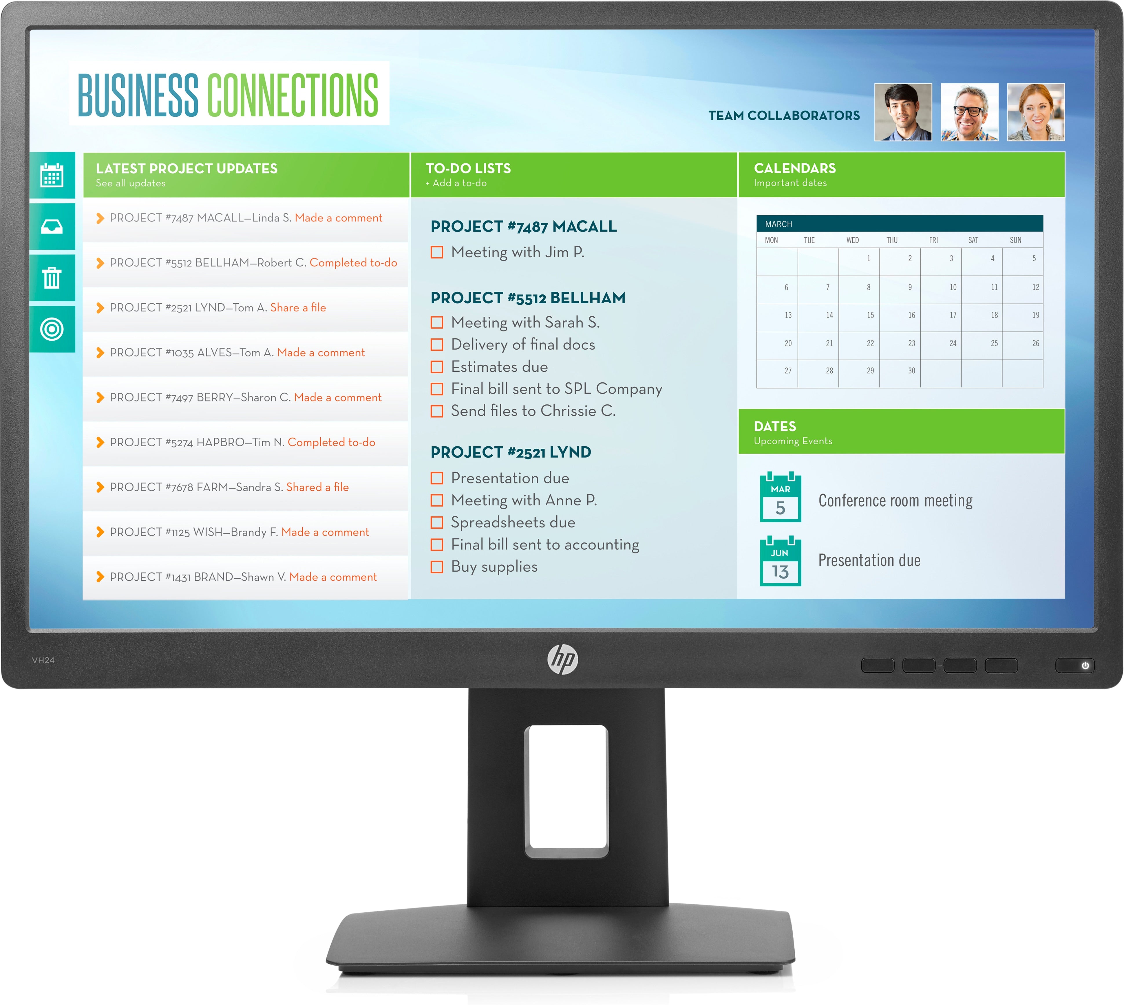 HP VH24 23.8" Full HD LED LCD Monitor, 16:9, 5MS, 5M:1-Contrast - M1T03AA#ABA