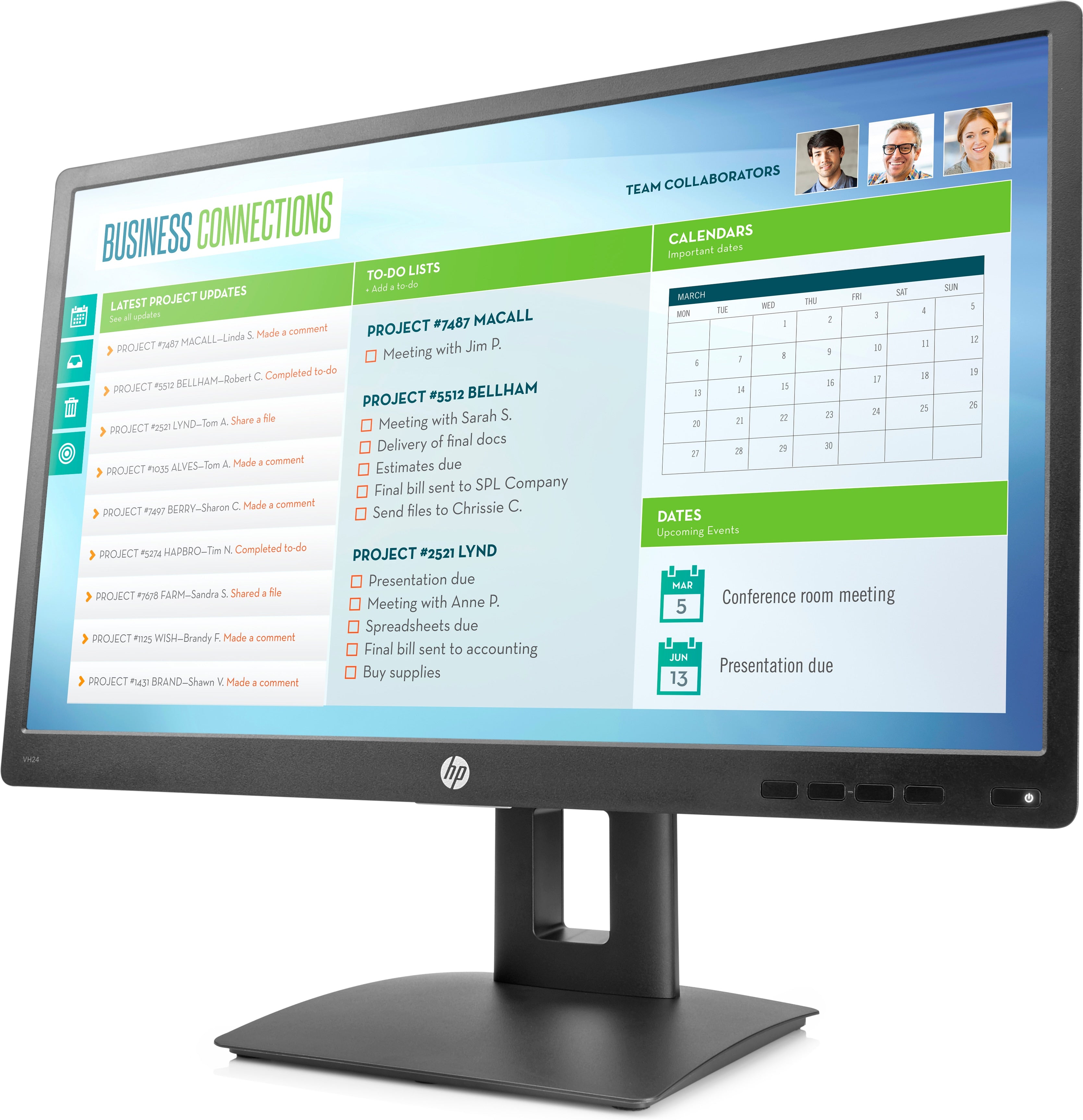 HP VH24 23.8" Full HD LED LCD Monitor, 16:9, 5MS, 5M:1-Contrast - M1T03AA#ABA