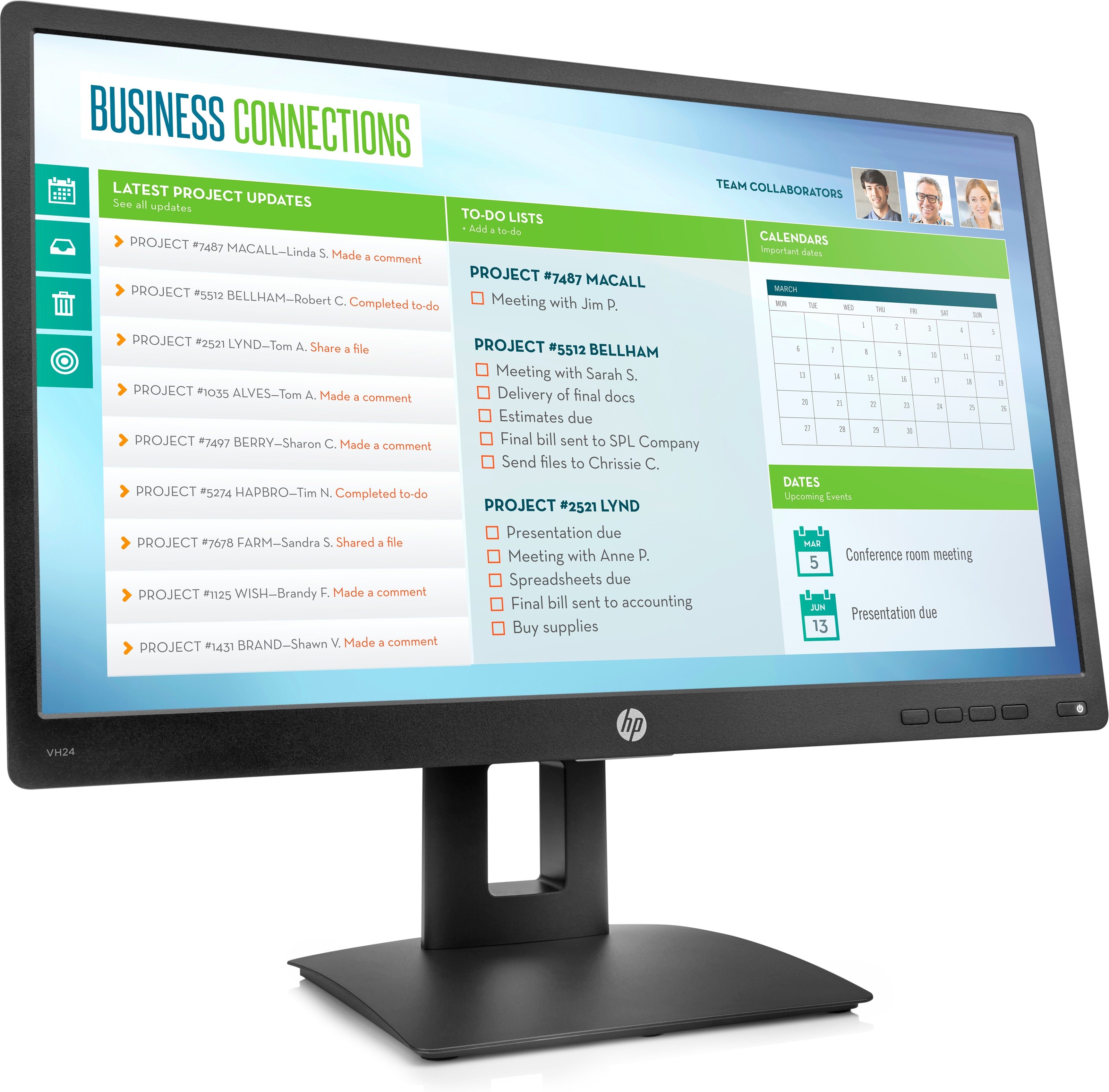 HP VH24 23.8" Full HD LED LCD Monitor, 16:9, 5MS, 5M:1-Contrast - M1T03AA#ABA