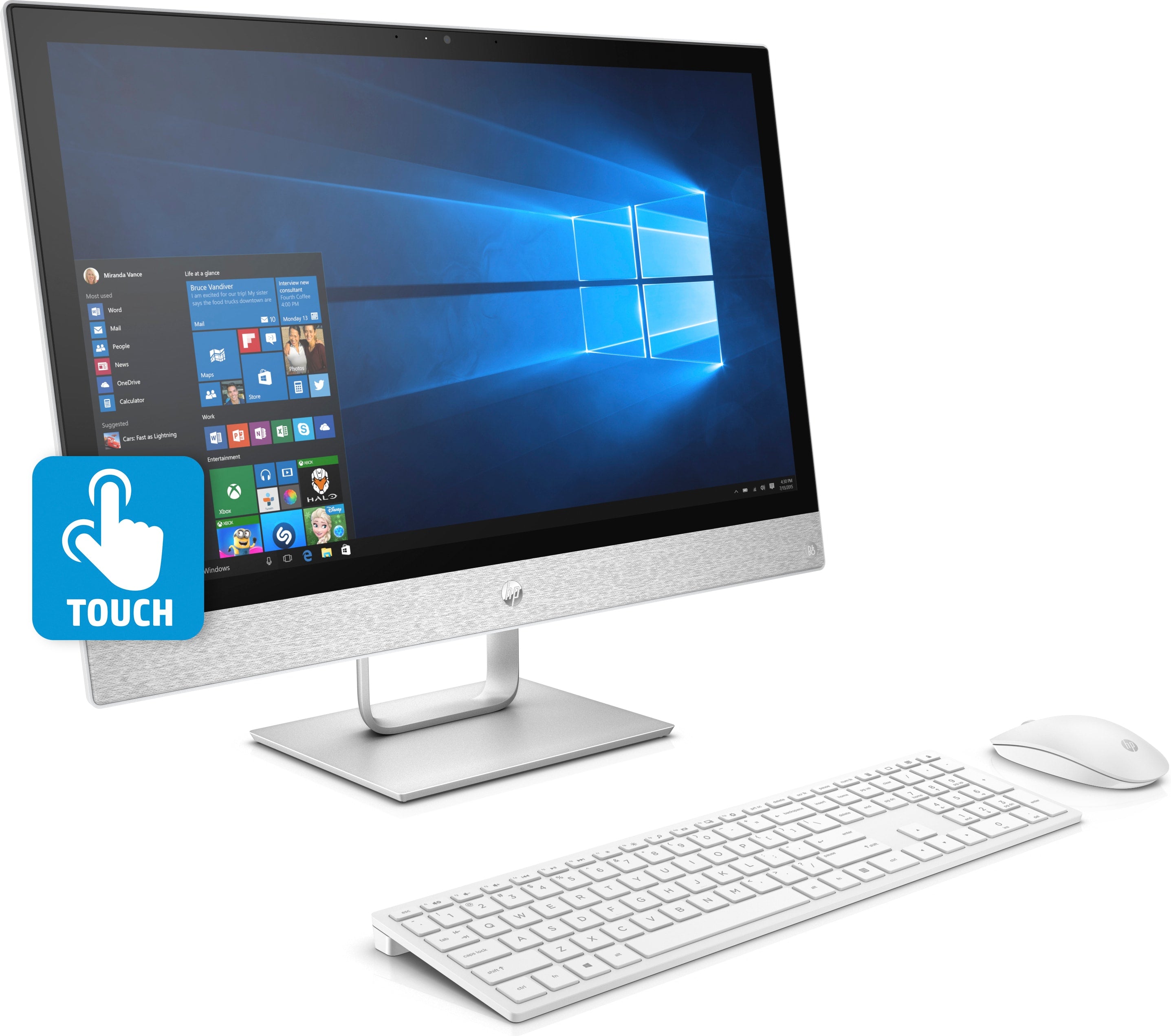 HP Pavilion 24-r045qe 23.8" FHD (Touchscreen) All-in-One Desktop PC, Intel Core i7-7700T, 2.90GHz, 12GB RAM, 1TB HDD + 16GB Optane, Windows 10 Home 64-Bit - X6B83AA#ABA (Certified Refurbished)