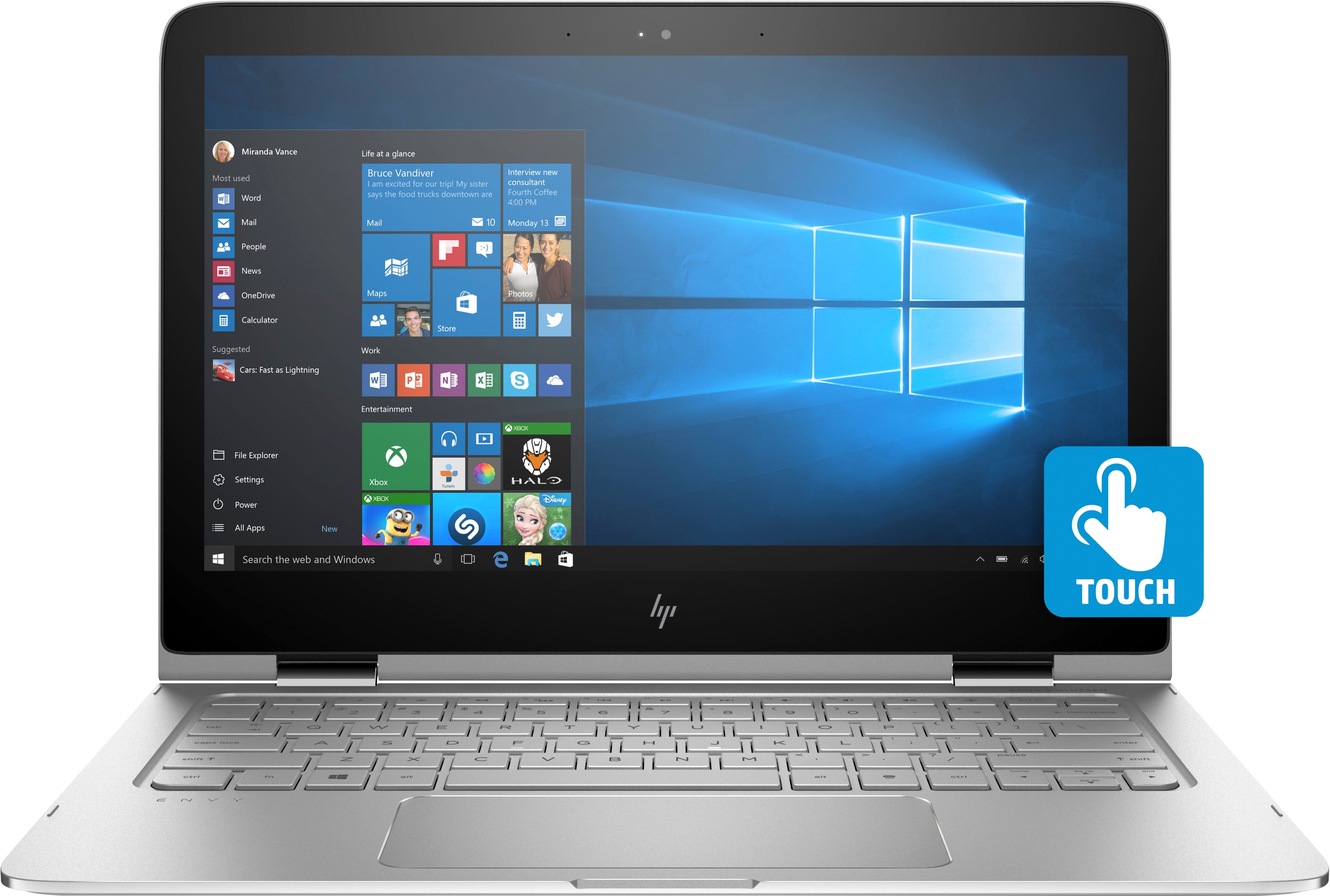 HP Envy X360 13-y013cl 13.3" QHD+ (Touchscreen) Notebook, Intel i7-7500U, 2.7 GHz, 16GB RAM, 256GB SSD, Windows 10 Home 64-Bit, Turbo Silver- X7U84UA#ABA (Certified Refurbished)