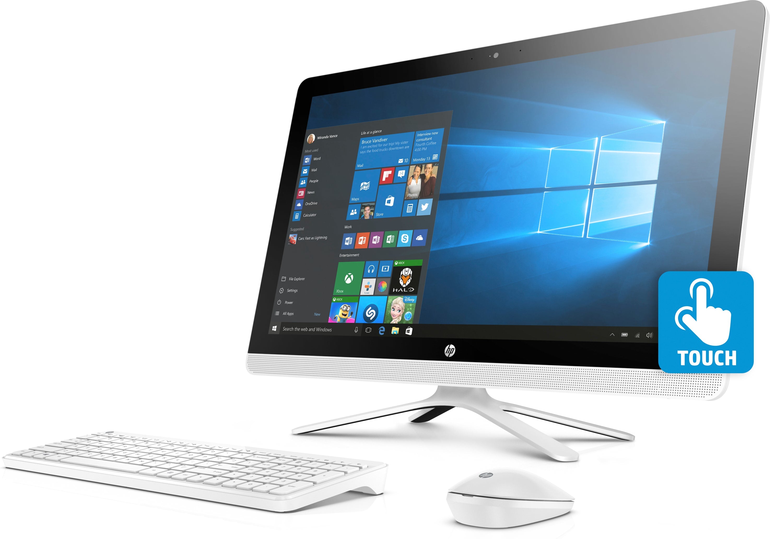 HP 24-e018cy (Touchscreen) All-in-One PC, 23.8" FHD, AMD A9-9400, 2.40GHz, 4GB RAM, 1TB HDD SATA, Windows 10 Home 64-Bit+ Office 365 Personal 1-year- Z5P42AA#ABA (Certified Refurbished)