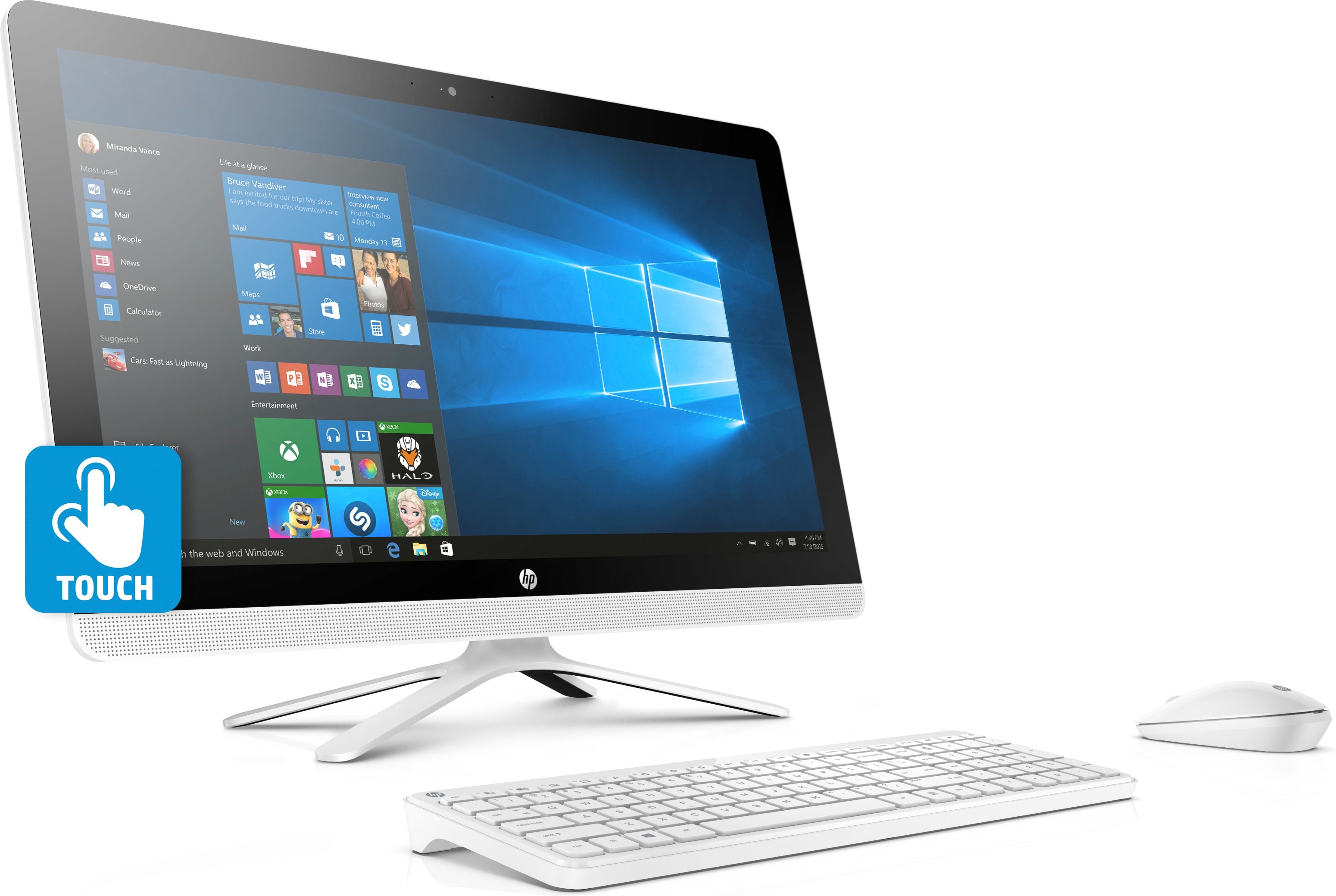 HP 24-e018cy (Touchscreen) All-in-One PC, 23.8" FHD, AMD A9-9400, 2.40GHz, 4GB RAM, 1TB HDD SATA, Windows 10 Home 64-Bit+ Office 365 Personal 1-year- Z5P42AA#ABA (Certified Refurbished)