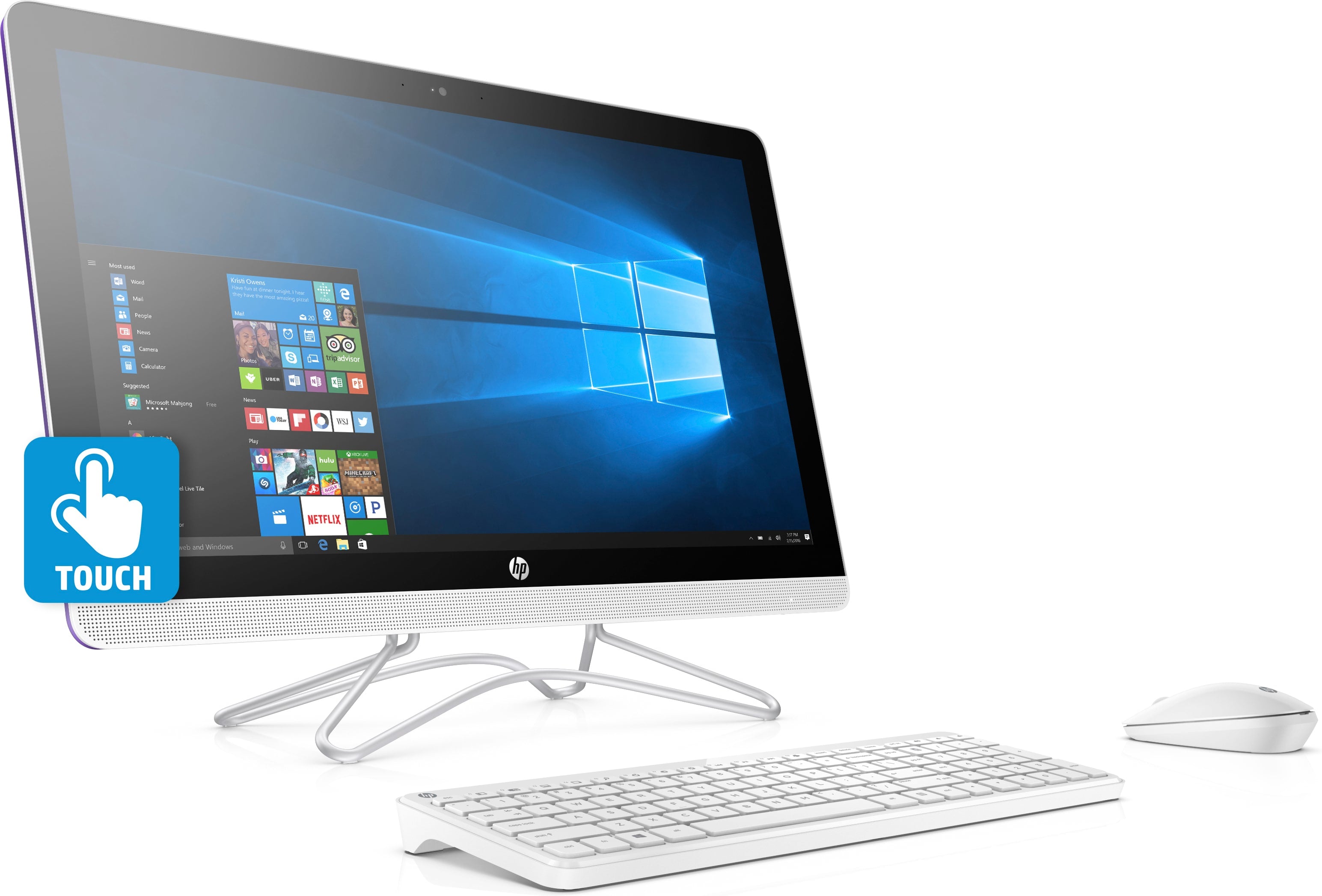 HP 24-e038cy (Touchscreen) All-in-One PC, 23.8" FHD, AMD A9-9400, 2.40GHz, 4GB RAM, 1TB HDD SATA, Windows 10 Home 64-Bit+ Office 365 Personal 1-year- Z5P44AA#ABA