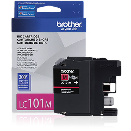 Brother Genuine Standard-Yield Magenta Ink Cartridge, 300 Pages - LC101M