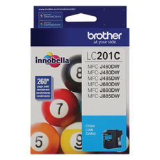 Brother Genuine Standard-Yield Cyan Ink Cartridge, 260 Pages - LC201C