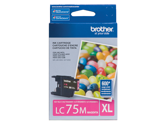Brother Genuine High Yield Magenta Ink Cartridge, 600 Pages - LC75M