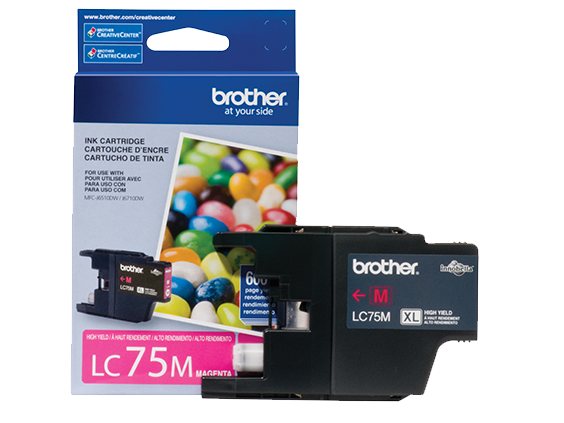 Brother Genuine High Yield Magenta Ink Cartridge, 600 Pages - LC75M