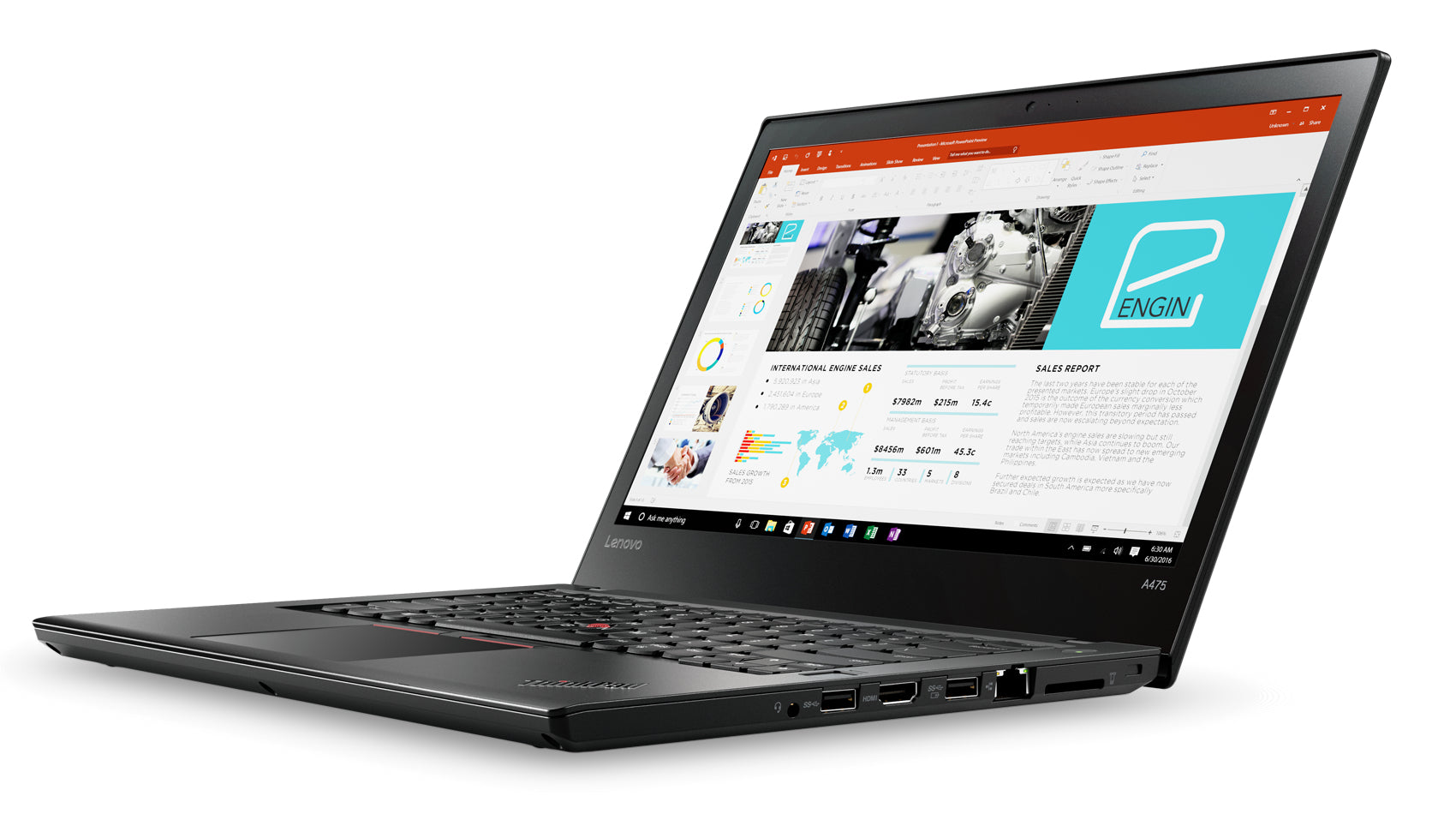 Lenovo ThinkPad A475 Business Notebook, 14.0" FHD, AMD:A12-9800B, 2.70GHz, 8GB RAM, 256GB SSD, Windows 10 Pro 64-Bit- 20KL0018US