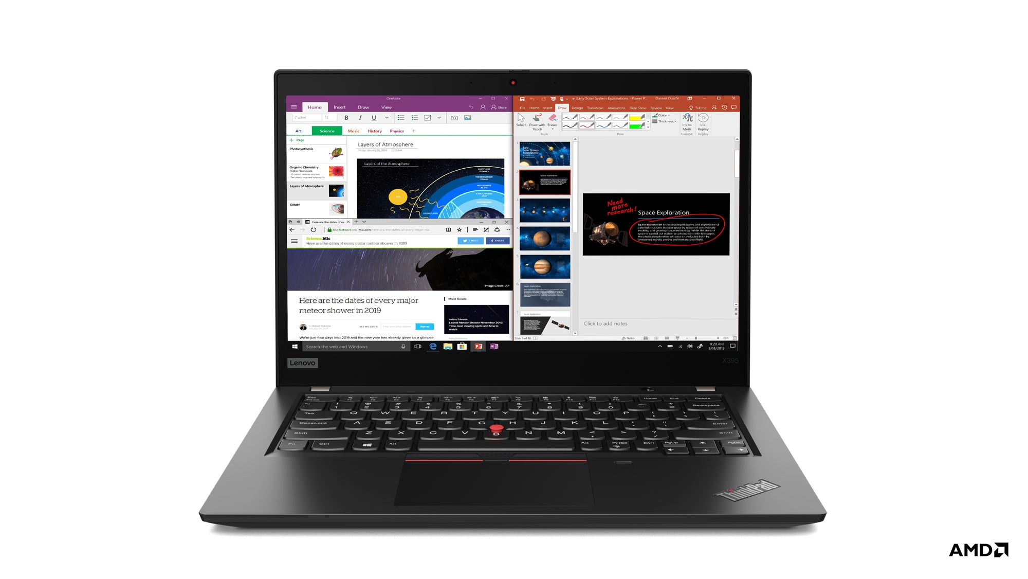 Lenovo ThinkPad X395 13.3" FHD Notebook, AMD R5-3500U, 2.10GHz, 8GB RAM, 256GB SSD, Win10P- 20NL0009US