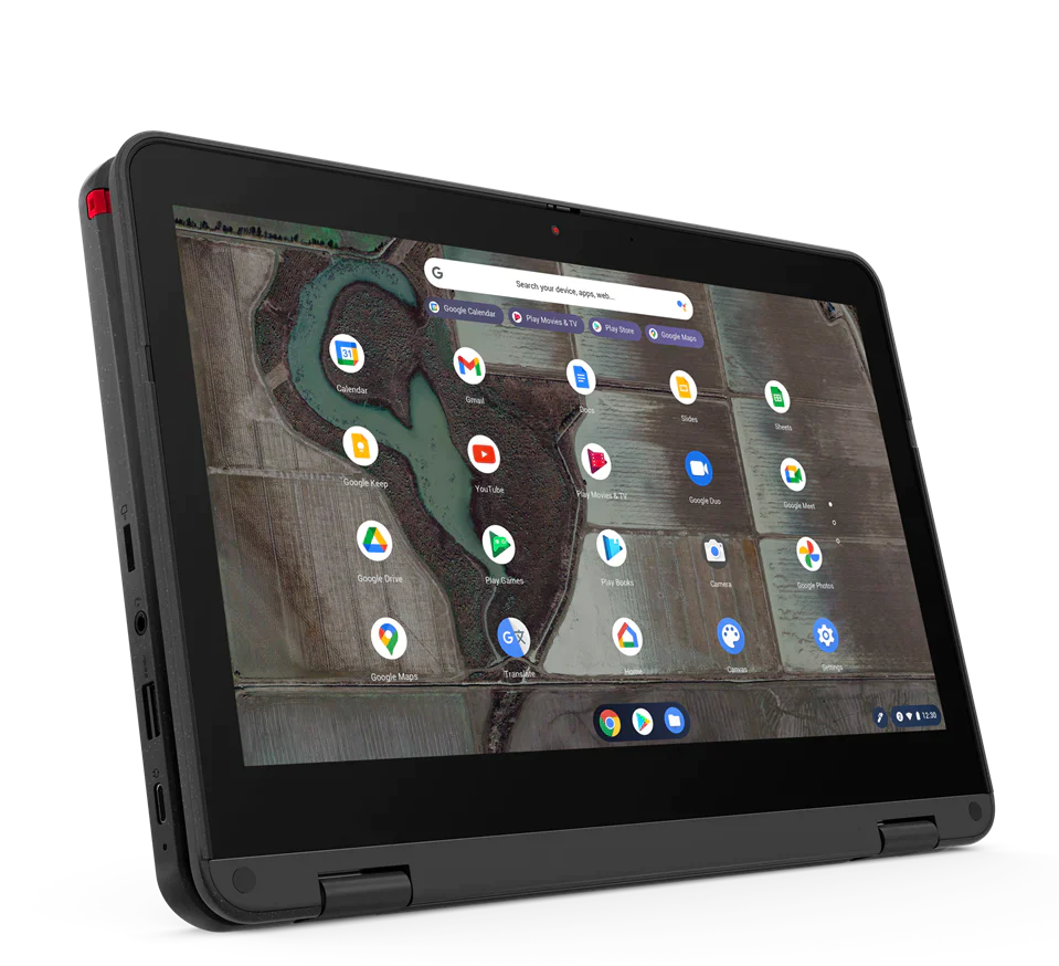 Lenovo 500e Gen-3 11.6" HD Convertible Chromebook, Intel Celeron N5100, 1.10GHz, 8GB RAM, 64GB eMMC, Chrome OS - 82JB000WUS