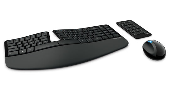 Microsoft Sculpt Ergonomic Desktop Wireless Keyboard and Mouse, 2.4GHz RF, USB - L5V-00001