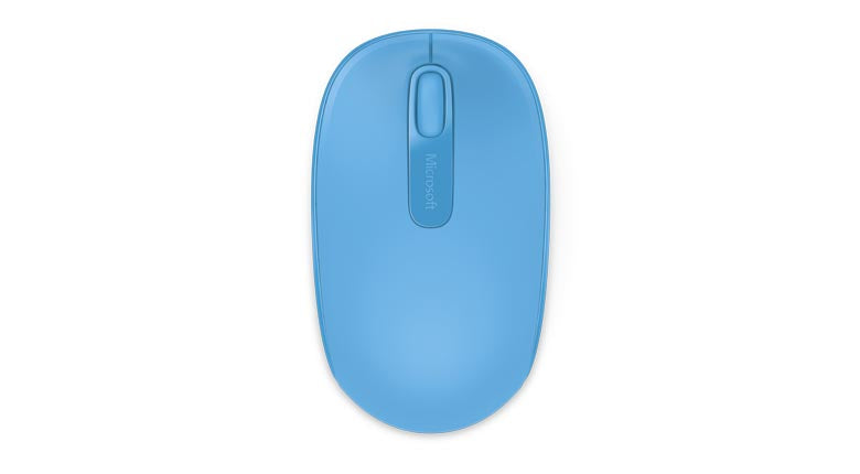 Microsoft Wireless Mobile Mouse 1850, 2.4GHz, 3 Buttons, Vertical Scrolling, Cyan Blue - U7Z-00055