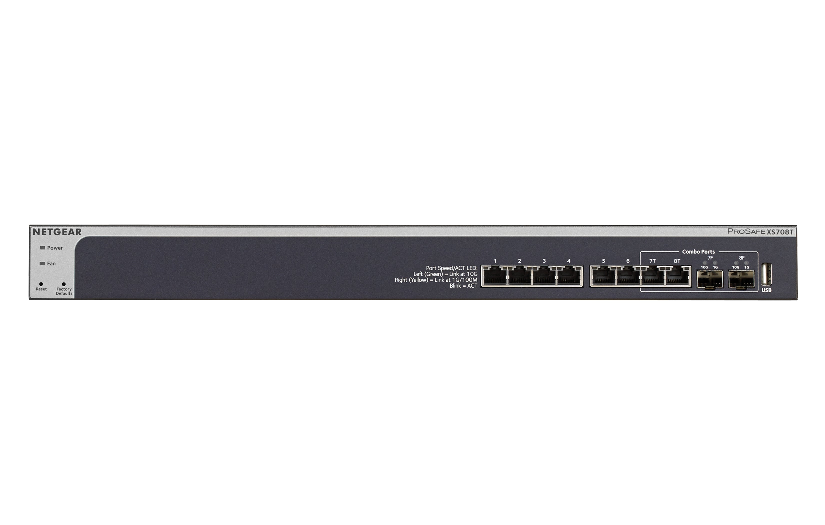 Netgear Prosafe 8-port 10 Gigabit Smart Managed Switch, 2 SFP+ Fiber Ports, Rack-mountable - XS708T-100NES