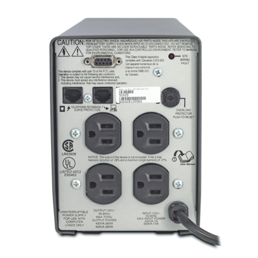 APC Smart-UPS SC 620VA 120V UPS System, 390 Watts, 412 Joules, 4xNEMA 5-15R - SC620