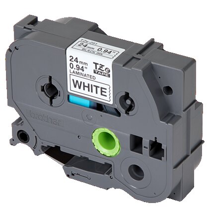 Brother TZe 1" (0.94") Laminated Tape Cartridge, Black on White Tape for P-Touch Labelers, Rectangle - TZE-251