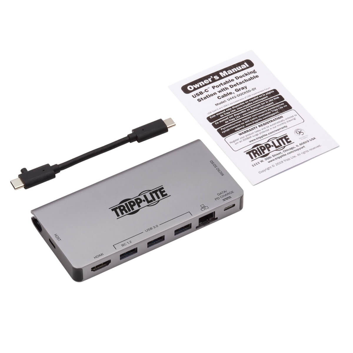 Tripp Lite USB-C Docking Station, 4K HDMI, GbE, Wired - U442-DOCK5D-GY