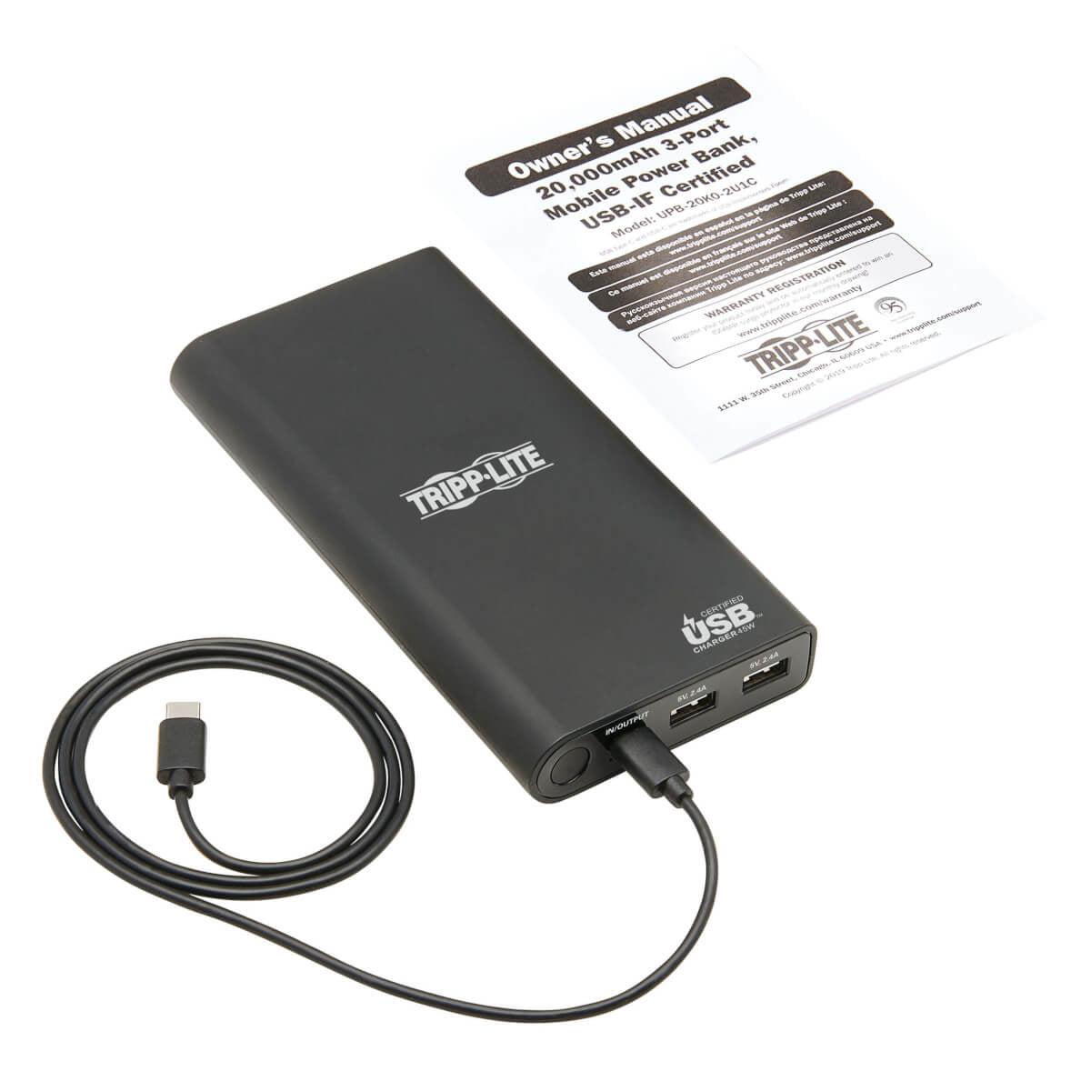 Tripp Lite USB Battery Charger, Mobile Power Bank, Li-Ion (20100 mAh) - UPB-20K0-2U1C