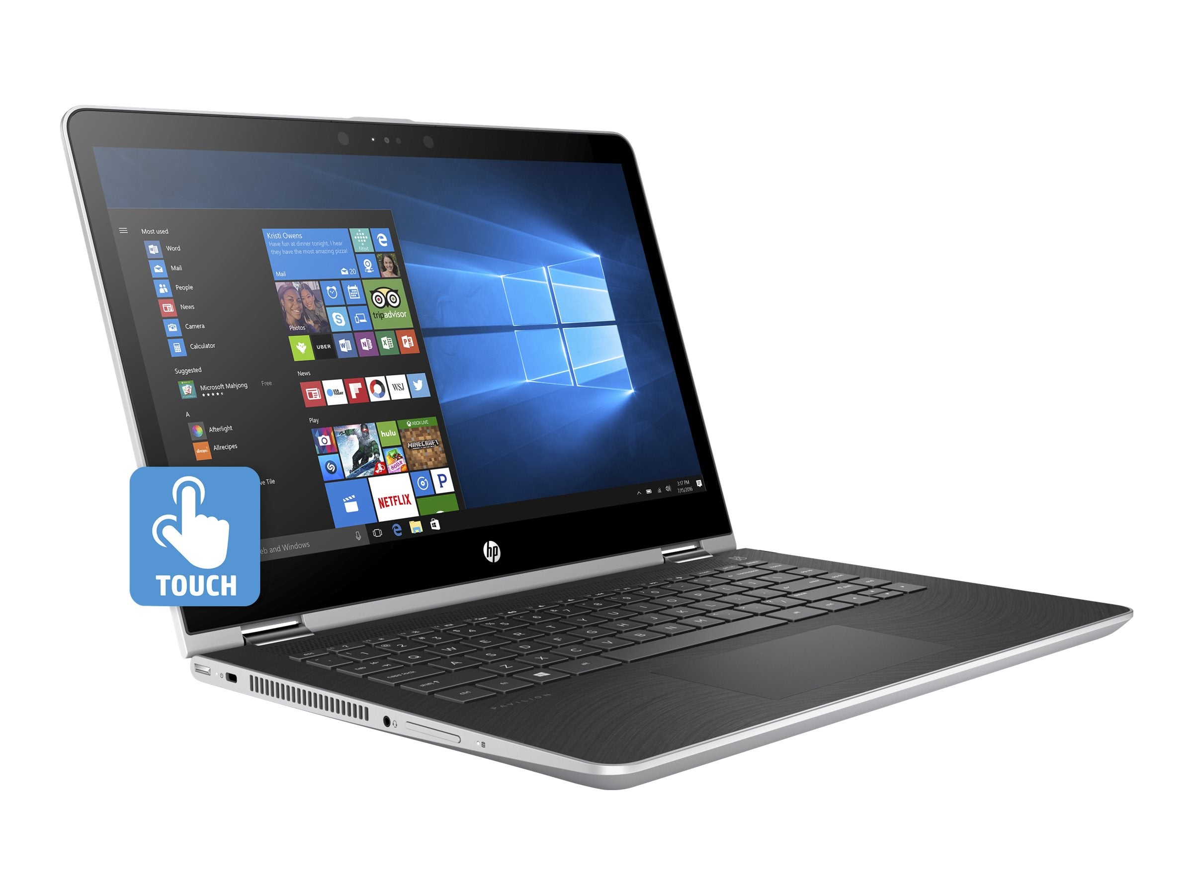 HP Pavilion x360 14m-ba013dx 14" HD (Touchscreen) Convertible Notebook, Intel Core i3-7100U, 2.40GHz, 6GB RAM, 500GB SATA, Windows 10 Home 64-Bit - 1KT48UA#ABA (Certified Refurbished)