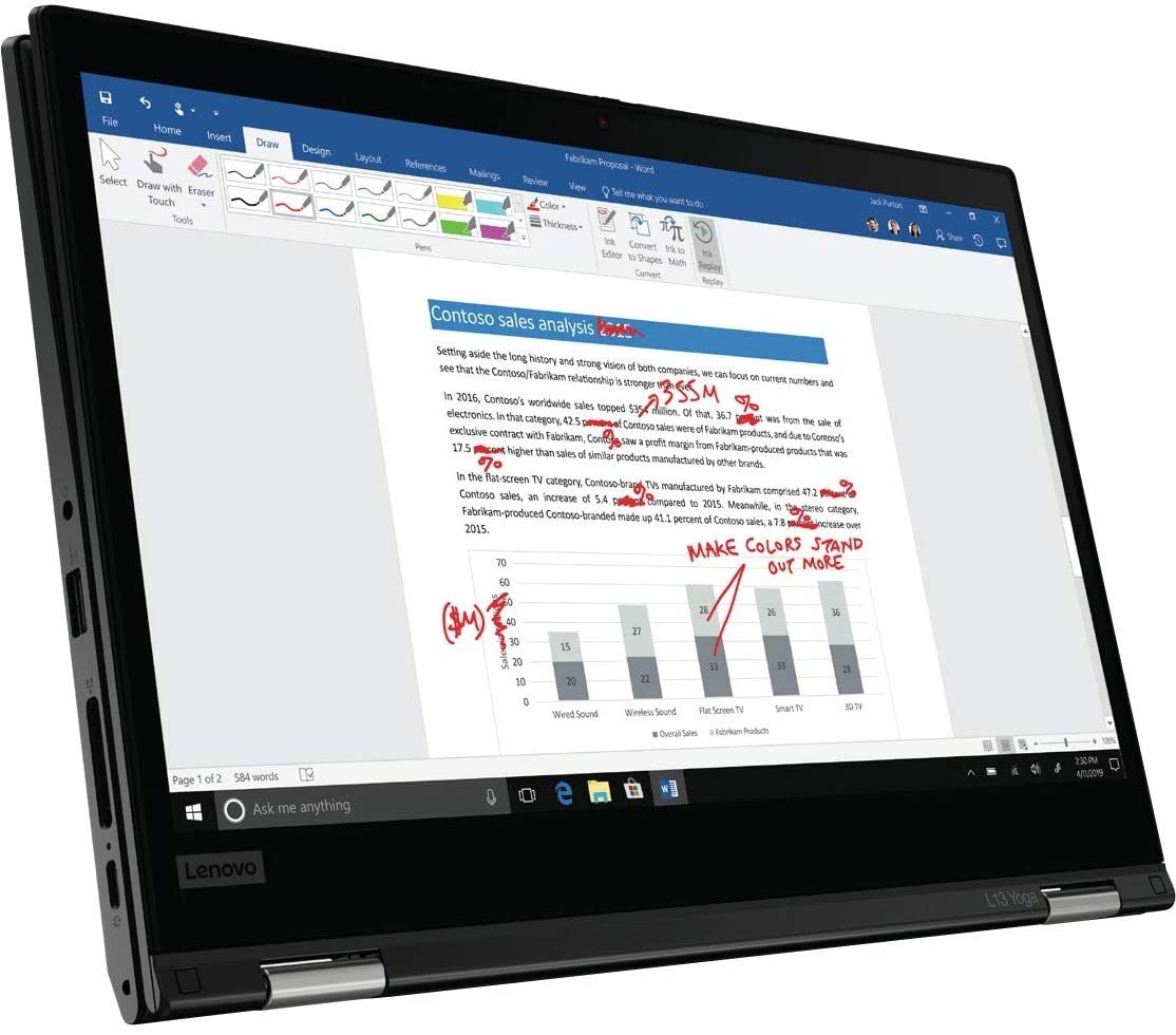 Lenovo ThinkPad L13 Yoga 13.3" FHD (Touch) Notebook, Intel i3-10110U, 2.10GHz, 4GB RAM, 128GB SSD, Win10P - 20R5002HUS