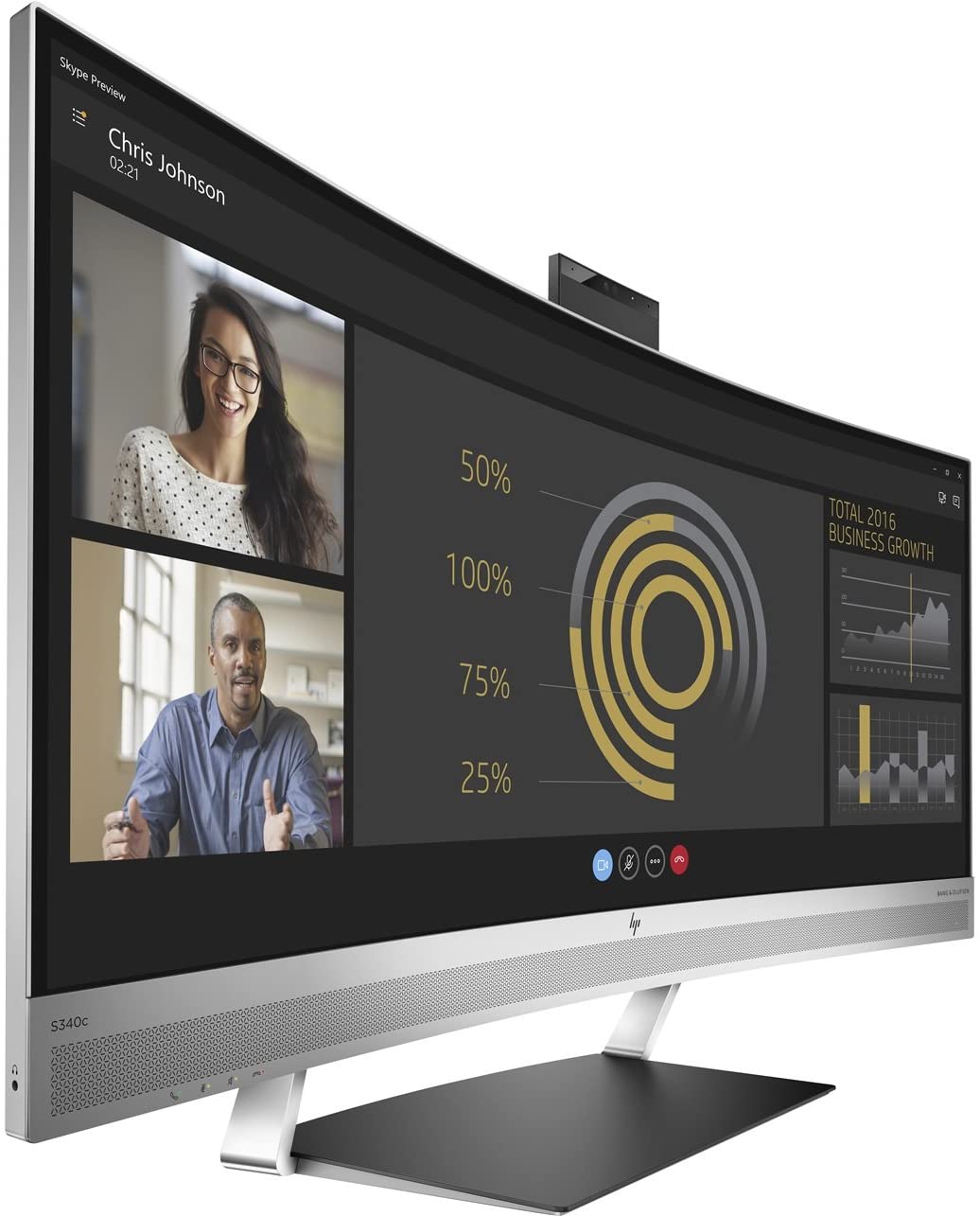 HP EliteDisplay S340c 34" WQHD Curved LED LCD Monitor, 21:9, 6MS, 5M:1-Contrast - V4G46A8#ABA