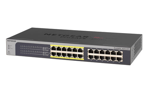 Netgear Prosafe Plus 24-Port  Smart Managed Gigabit PoE Switch, 12 x RJ-45 Ports, 12 x PoE Ports JGS524PE-100NAS