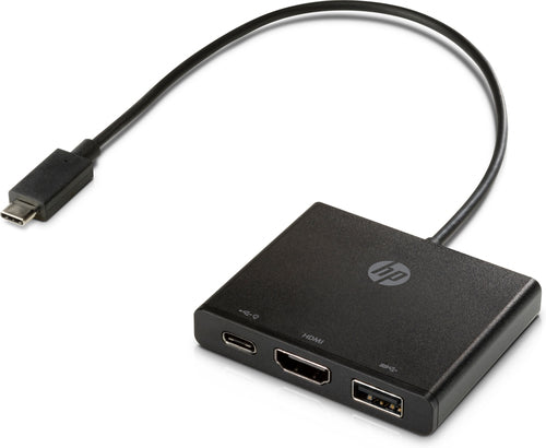 HP USB-C to Multi-port Hub, USB-C to USB-A, USB-C, and HDMI Hub for Notebooks - 1BG94AA#ABL