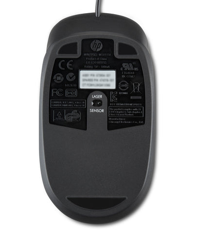 HP USB Laser Mouse, 1000 dpi, 2 Primary Buttons, Clickable Scroll Wheel, Black - QY778AT