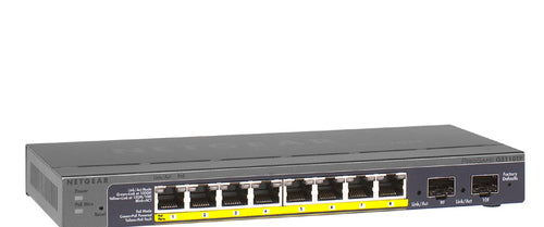 Netgear ProSafe 8-Port Gigabit PoE Smart Managed Switch, 8 PoE + 2 SFP Ports, Desktop/Wall-mountable - GS110TP-200NAS