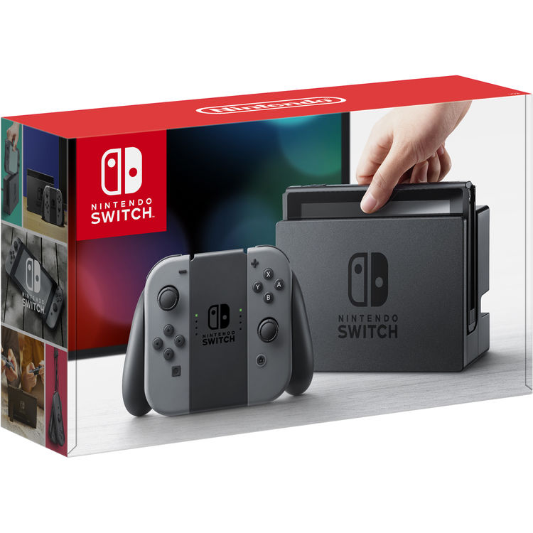 Nintendo Switch with Gray Joy-Controllers HACSKAAAA