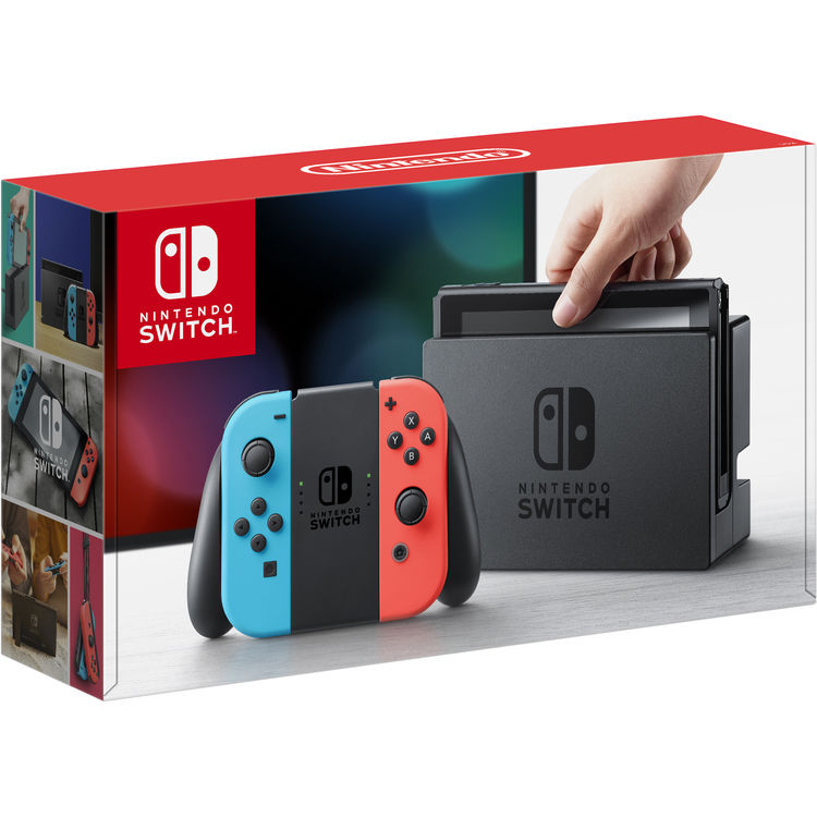 Nintendo Switch with Neon Blue and Neon Red Controllers HACSKABAA
