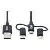 Tripp Lite Universal USB-A to Lightning, USB Micro-B and USB-C Sync/Charge Cable - M101-006-LMC-BK